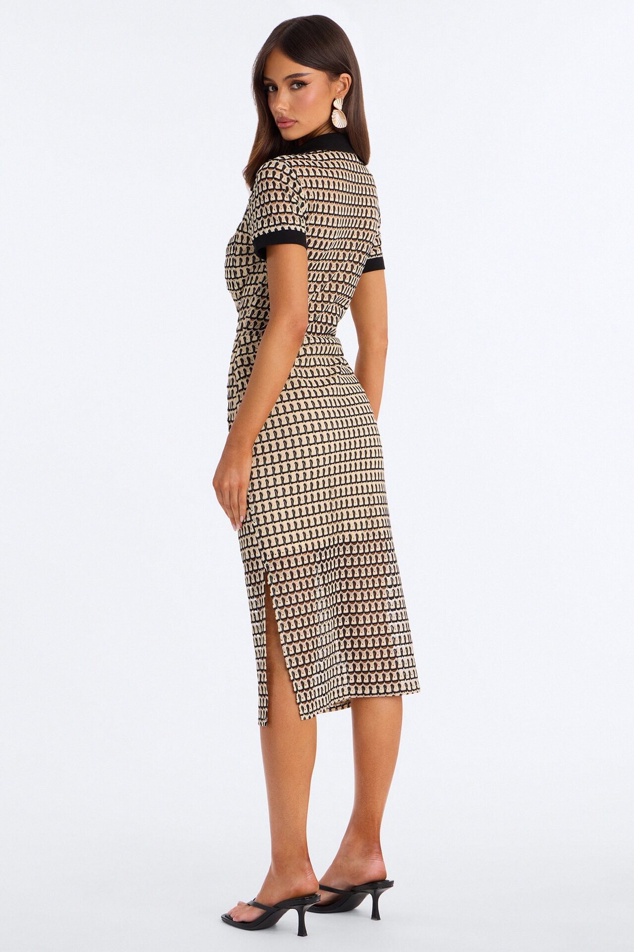 By The Palms Crochet Midi Dress - Black/combo