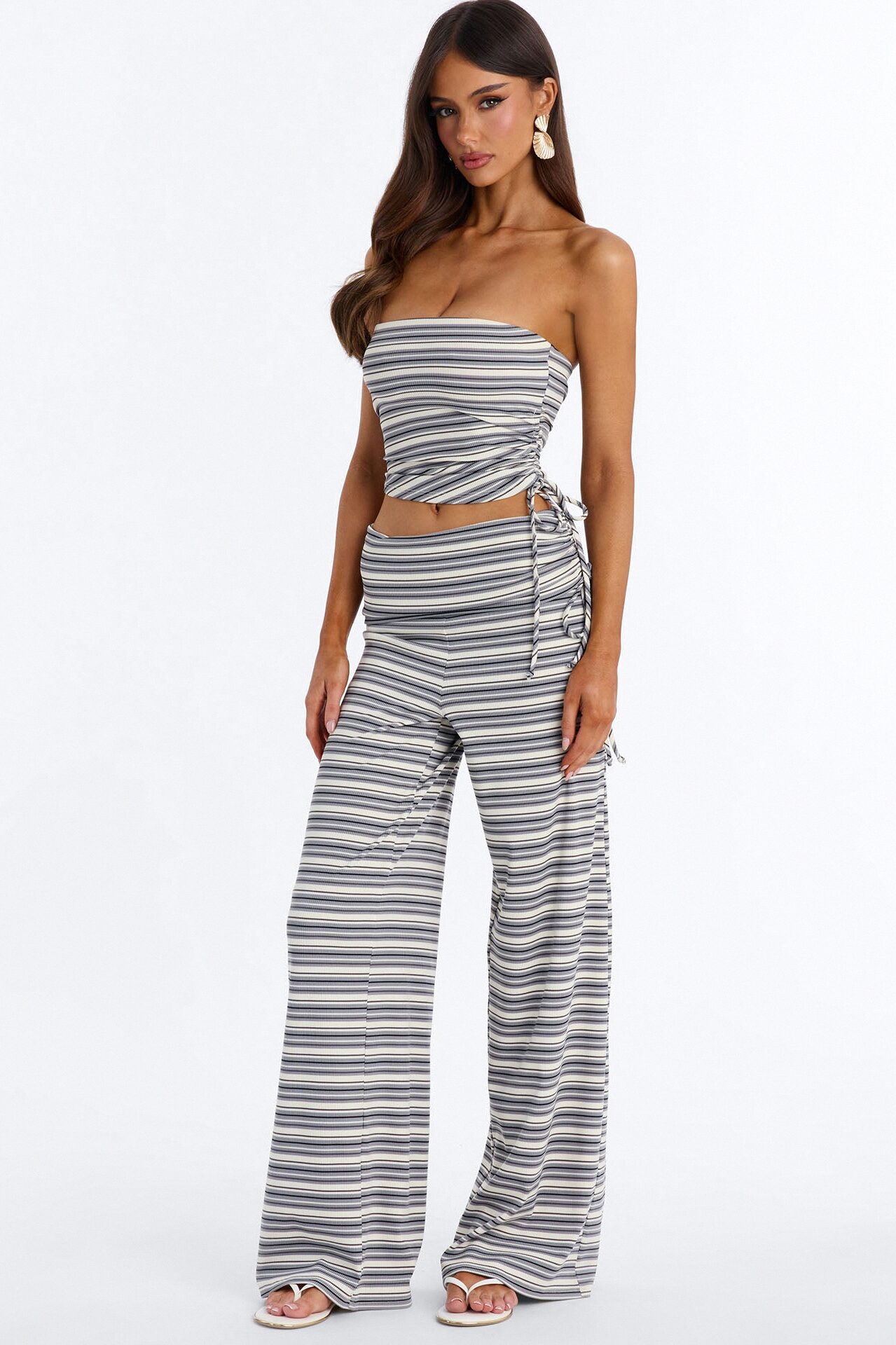 Fun Time Foldover Waist Pant Set - Grey/combo