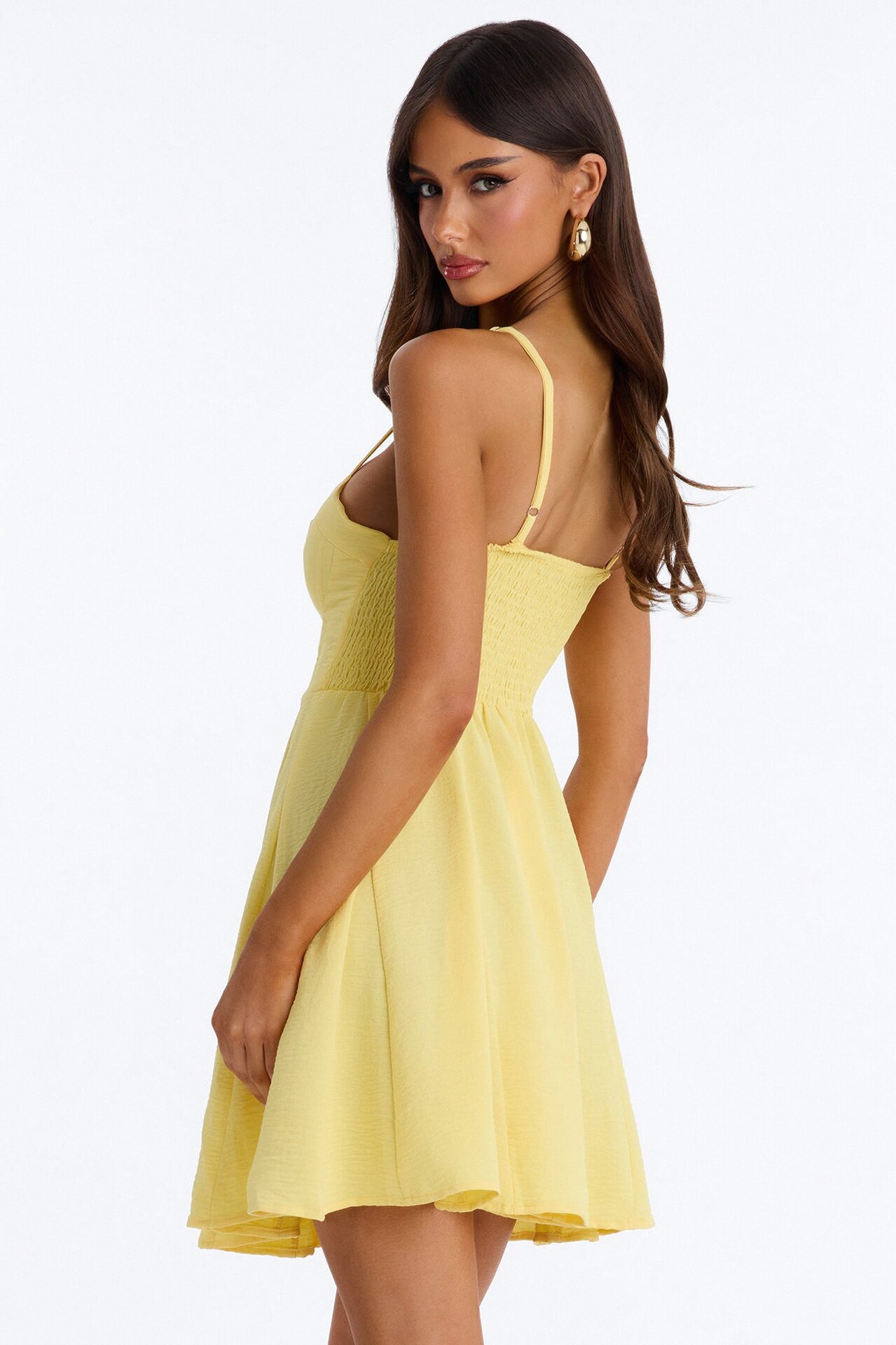 Candice Pleated Airflow Mini Dress - Yellow