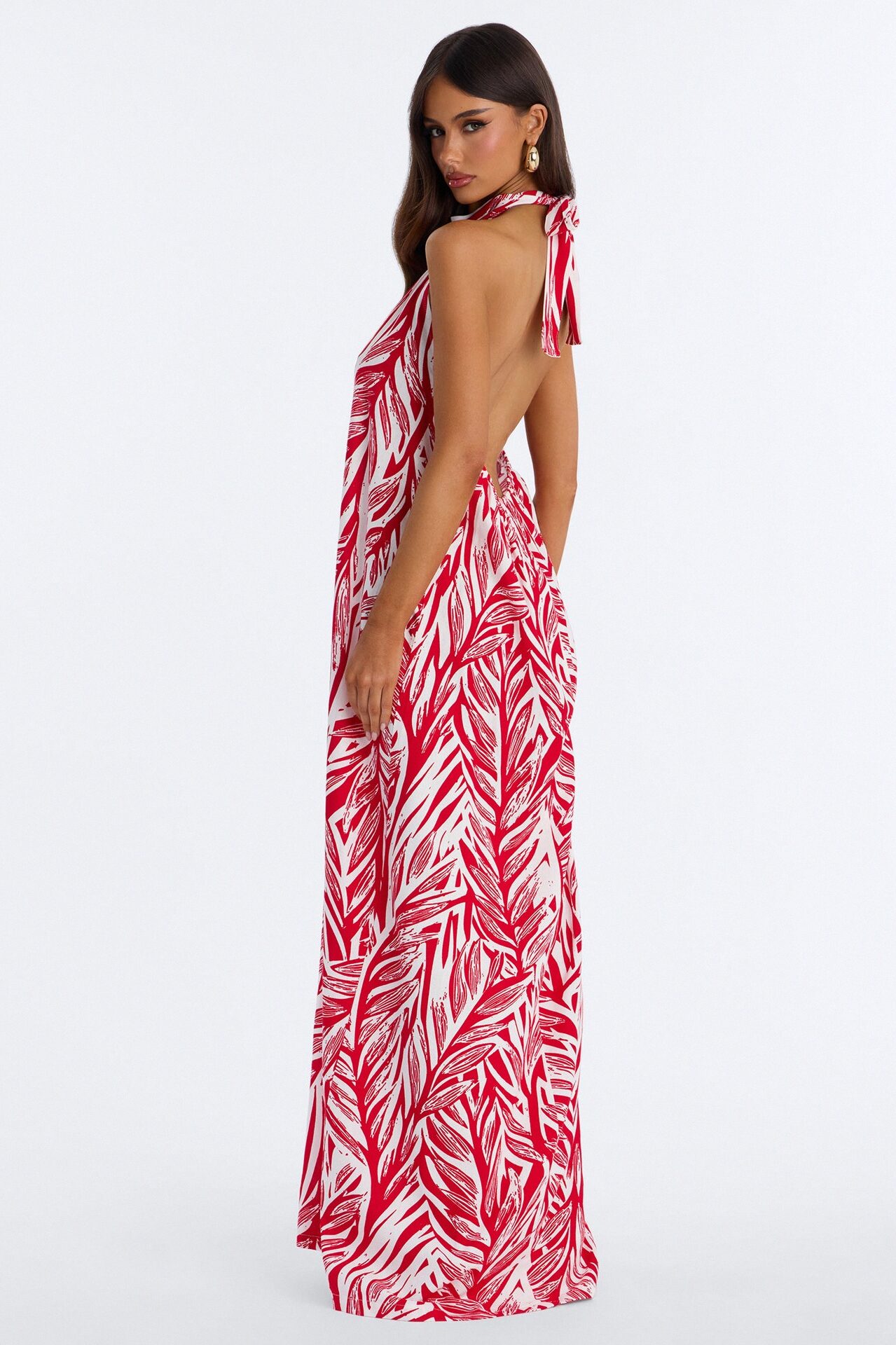 Jazlyn Printed Linen Maxi Dress - Red/combo