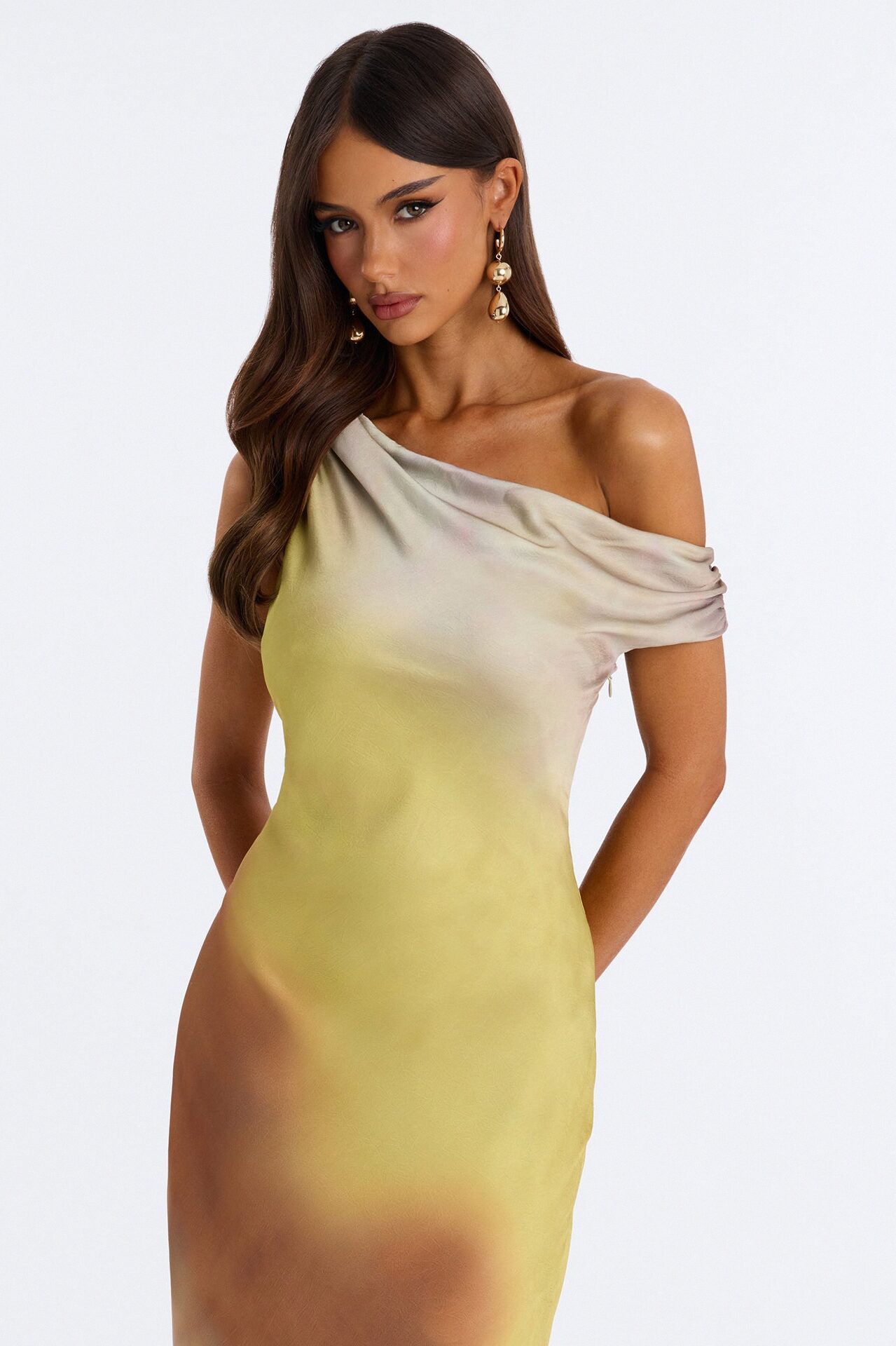 Nivea Satin Gown - Yellow/combo