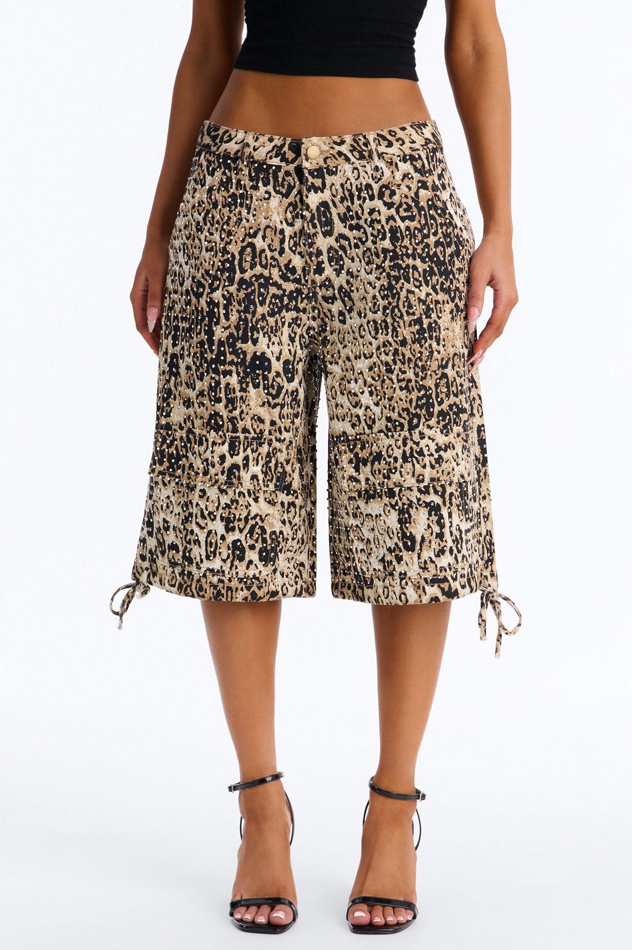 Look Don't Talk Embellished Leopard Bermuda Short - Leopard