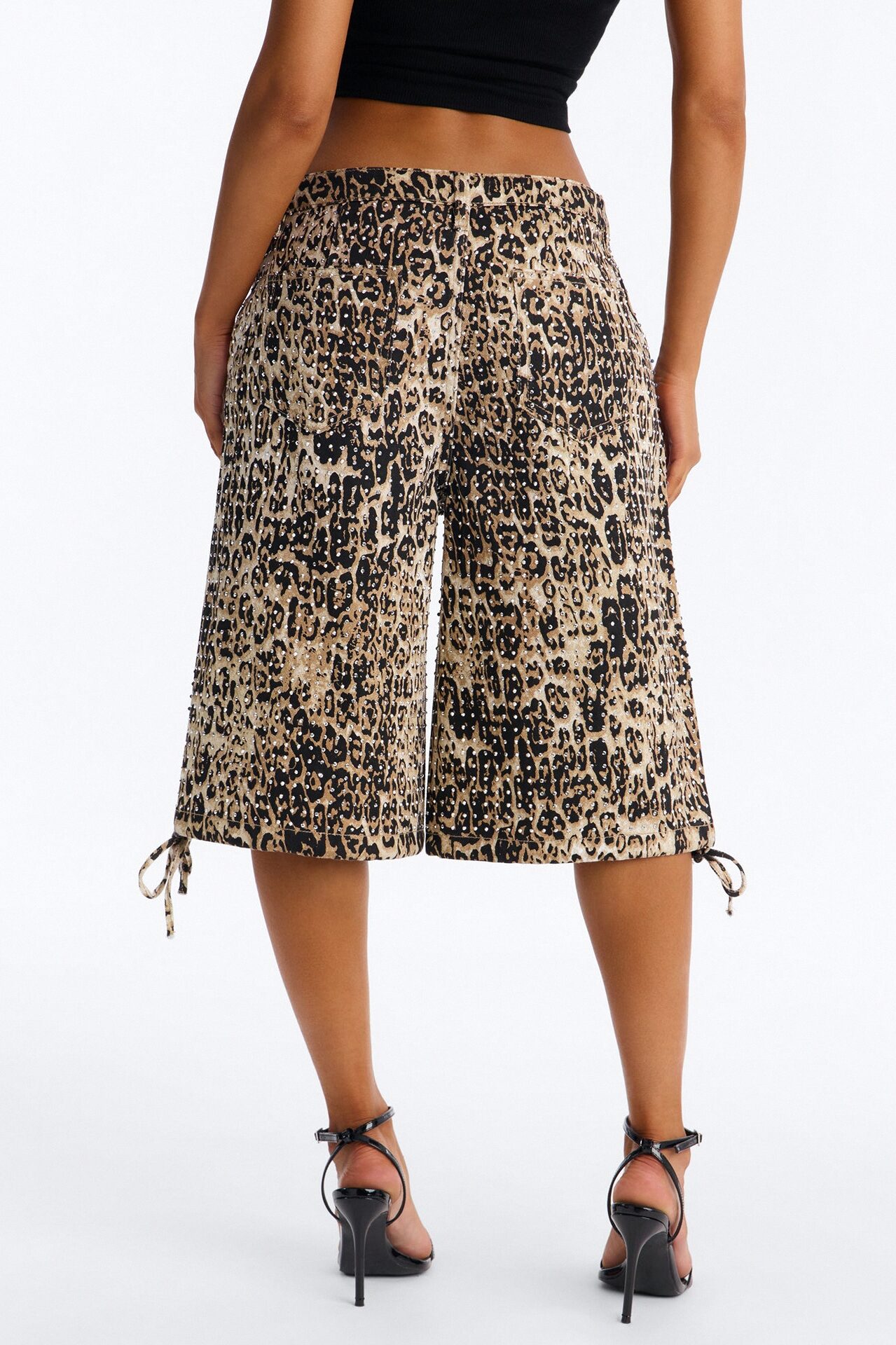 Look Don't Talk Embellished Leopard Bermuda Short - Leopard
