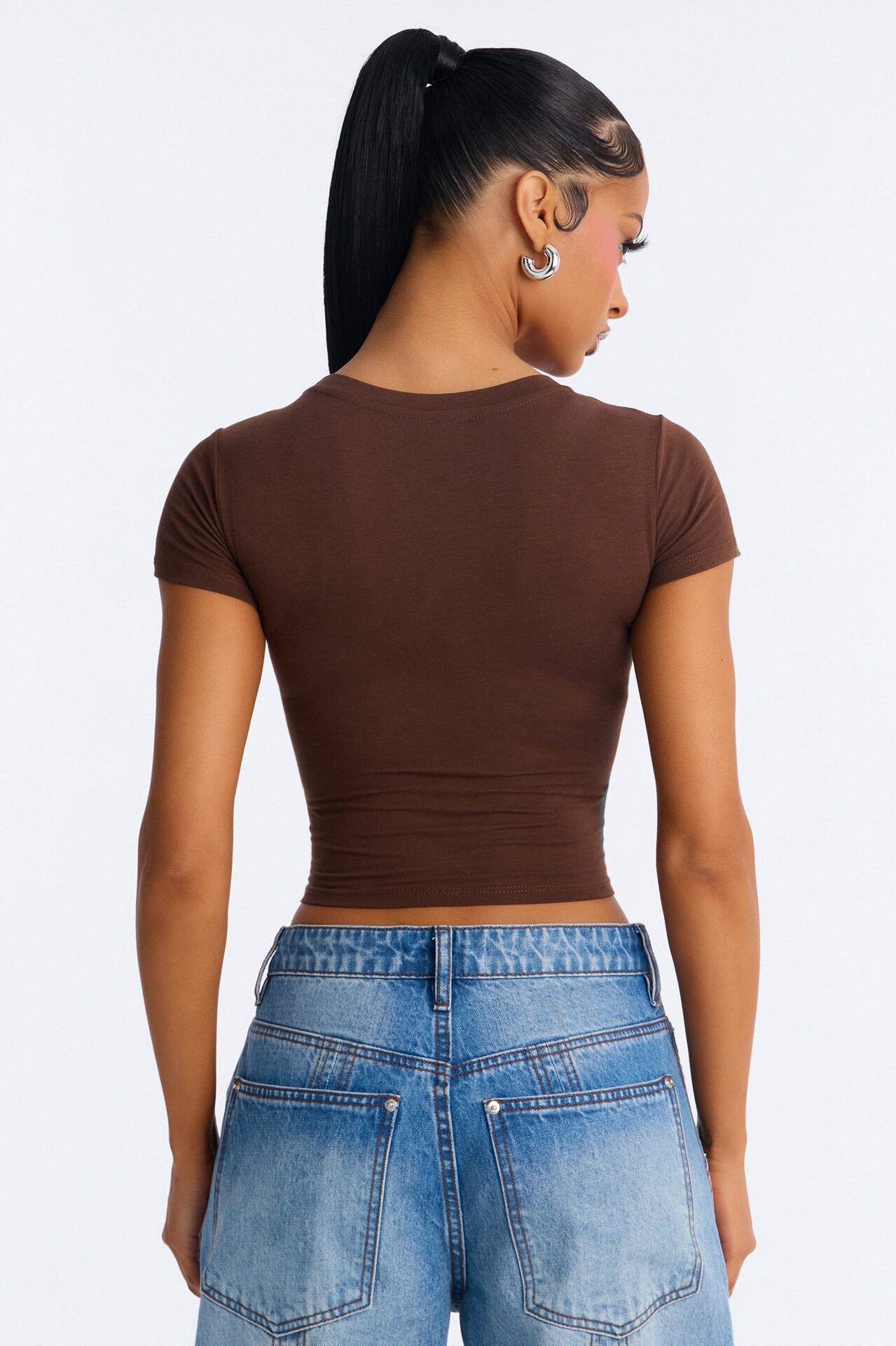 Judia Crew Neck Top - Brown