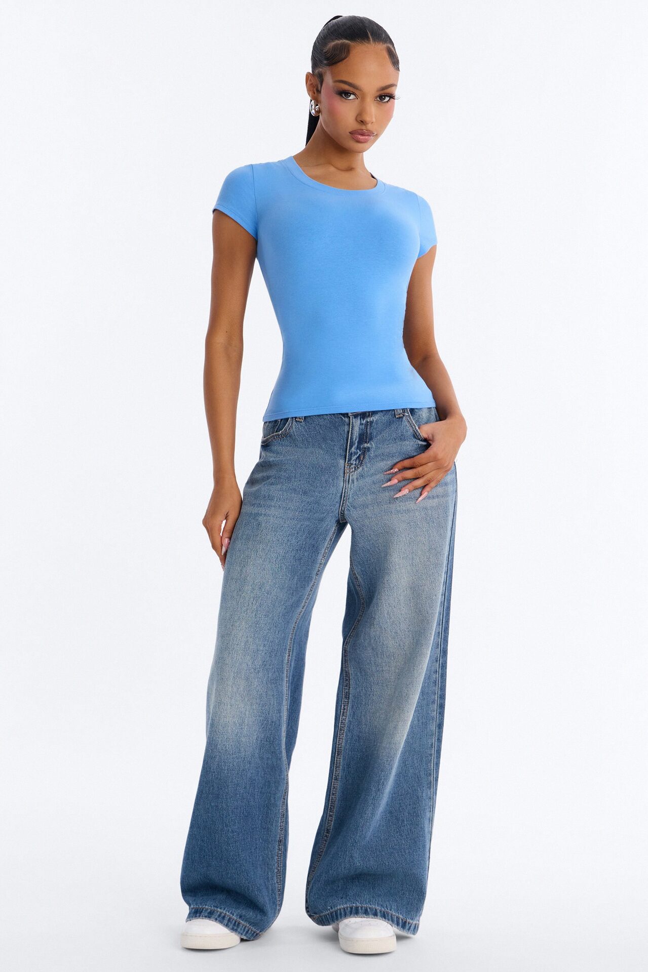 Alyssa Crew Neck Top - Periwinkle