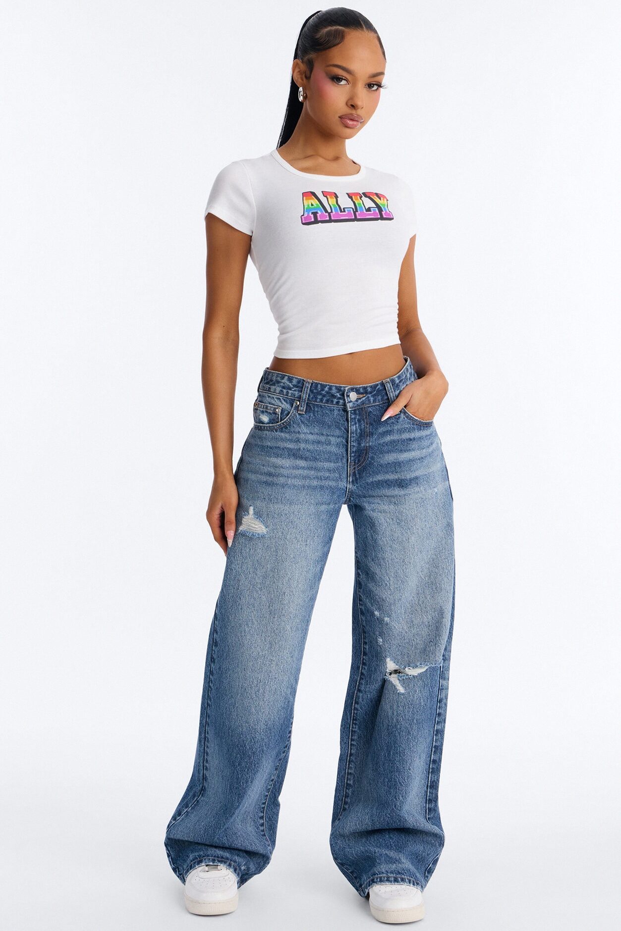 Ally Pride Baby Tee - White