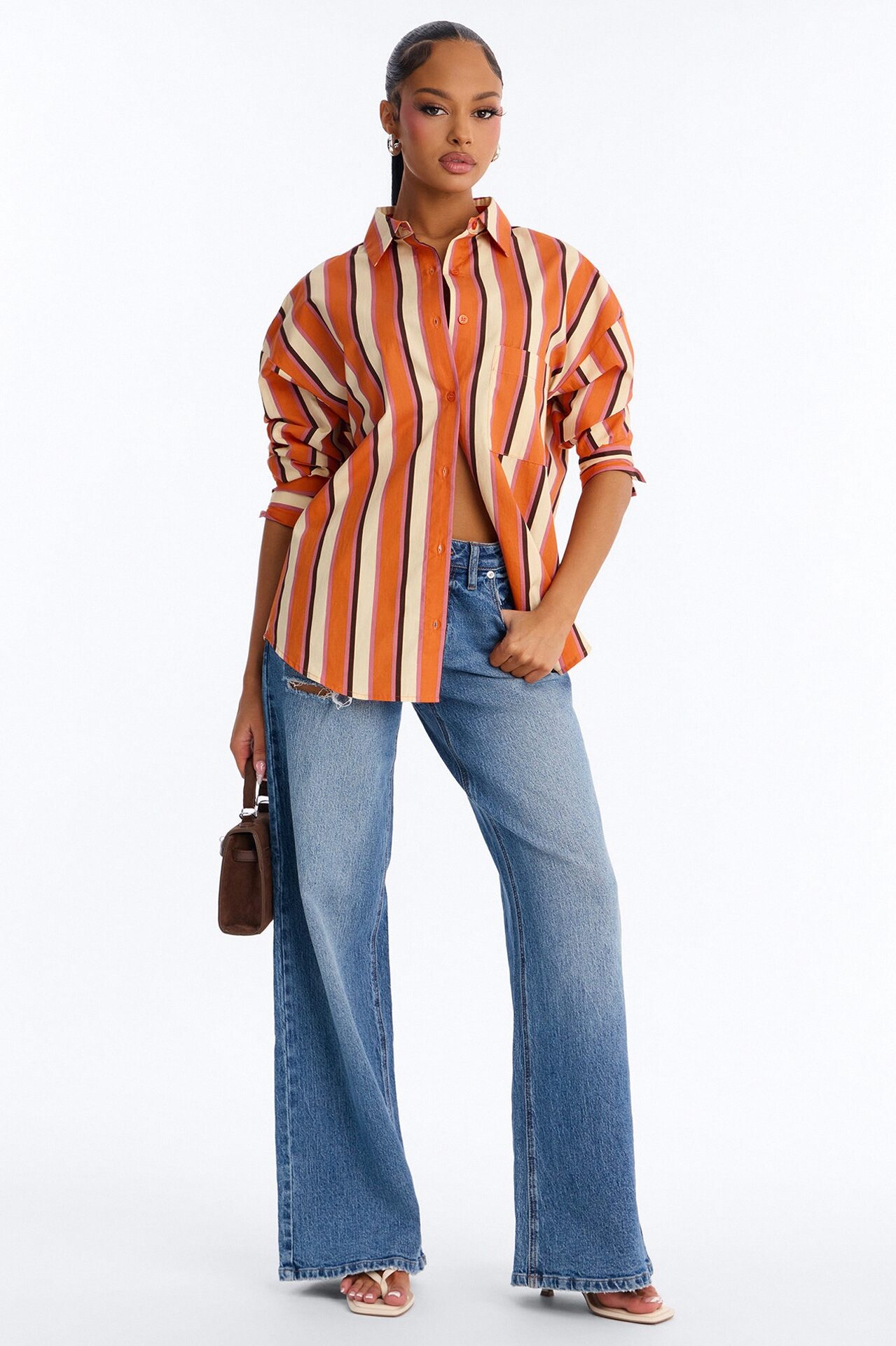 I'm The Main Topic Striped Shirt - Orange/combo