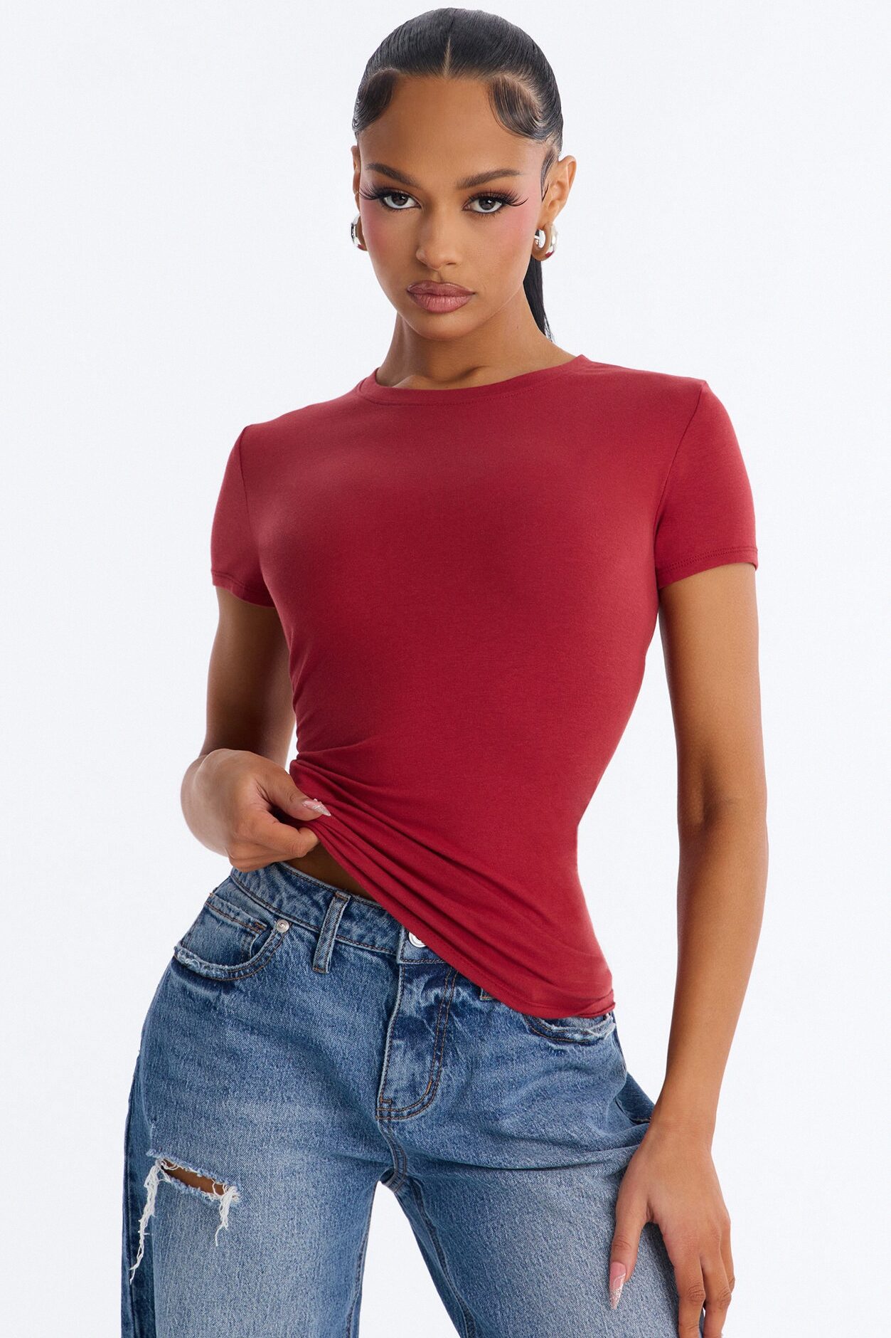 Camilla Classic Fit Crew Neck Tee - Terracotta