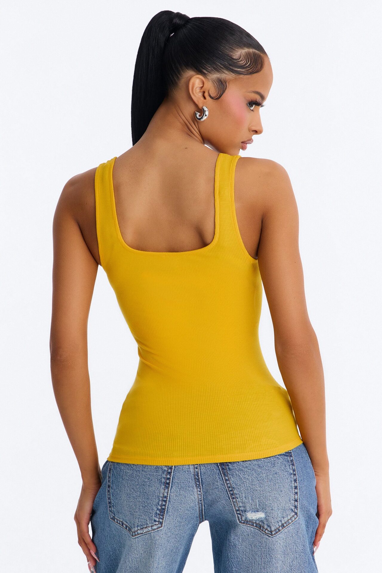 Madison Basic Square Neck Tank Top - Orange