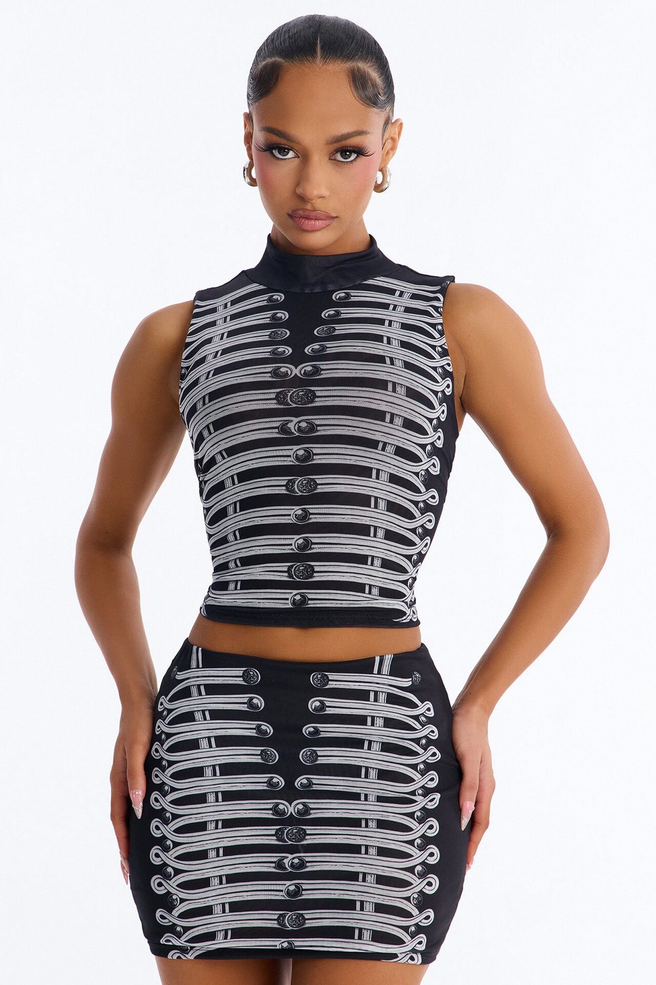 Cadet Chic Mesh Skirt Set - Black/combo