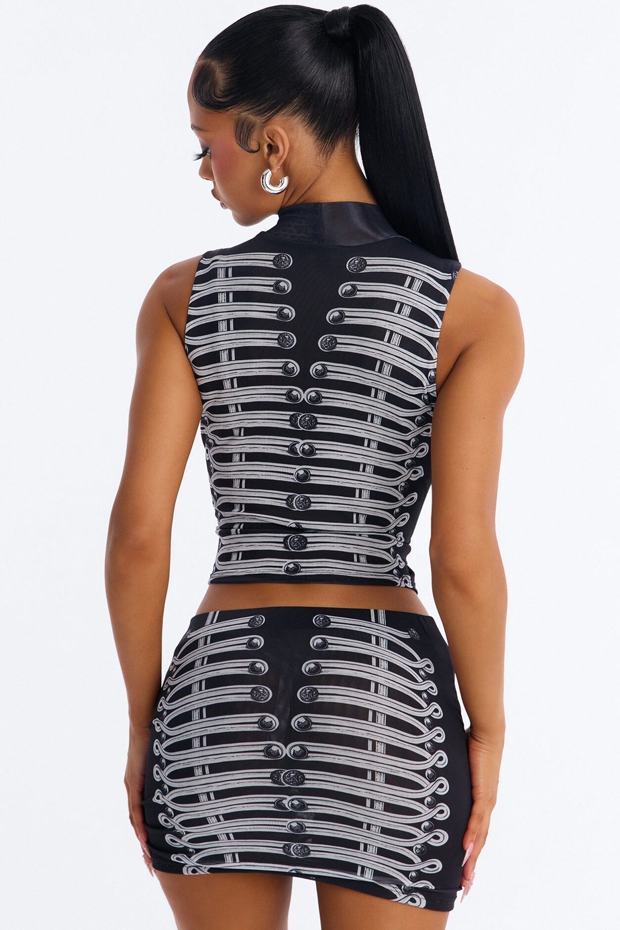 Cadet Chic Mesh Skirt Set - Black/combo