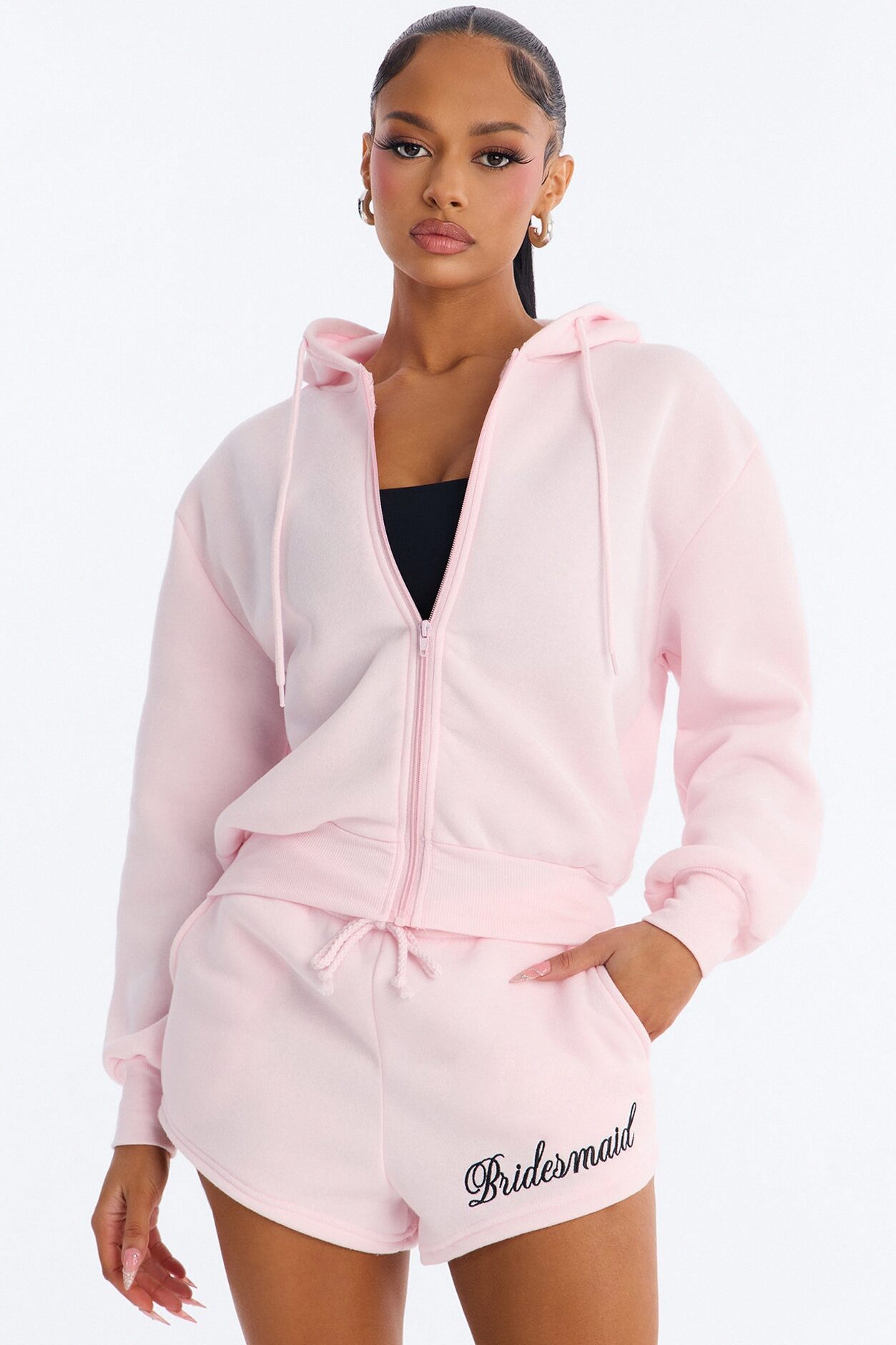 Bridesmaids Only Fleece Short Set - Light Pink