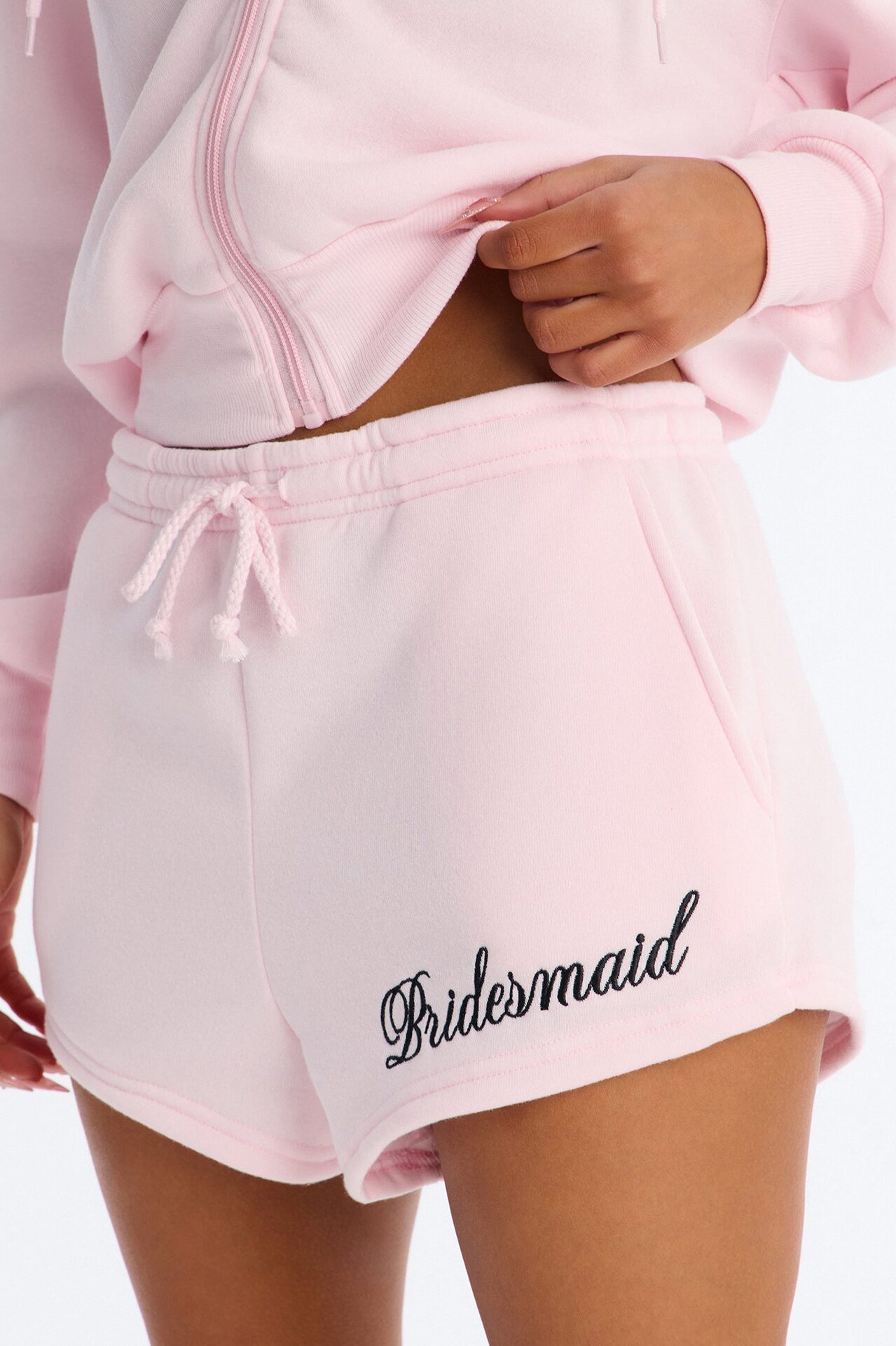 Bridesmaids Only Fleece Short Set - Light Pink