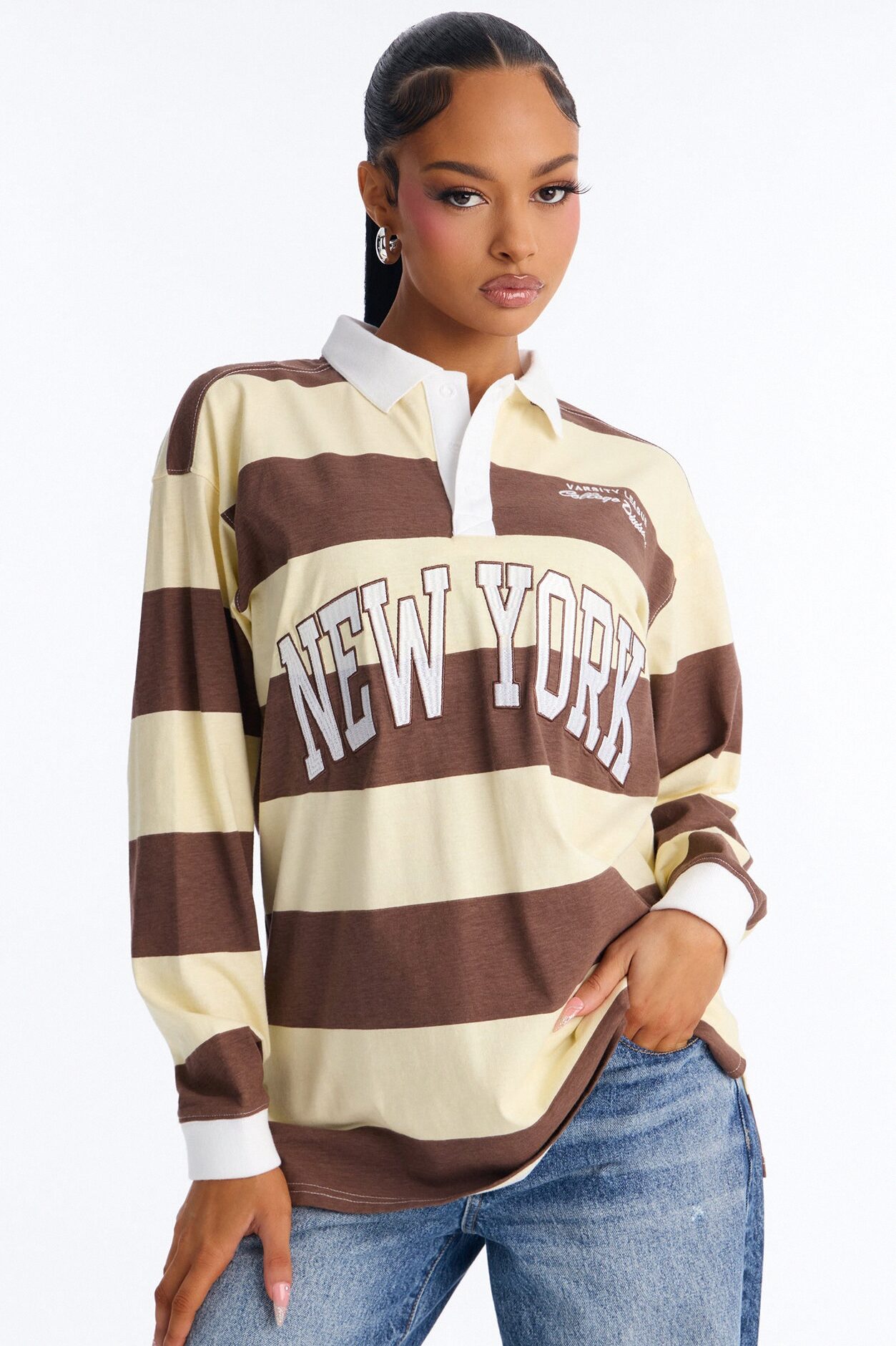 The Big Apple NYC Striped Polo - Brown Combo