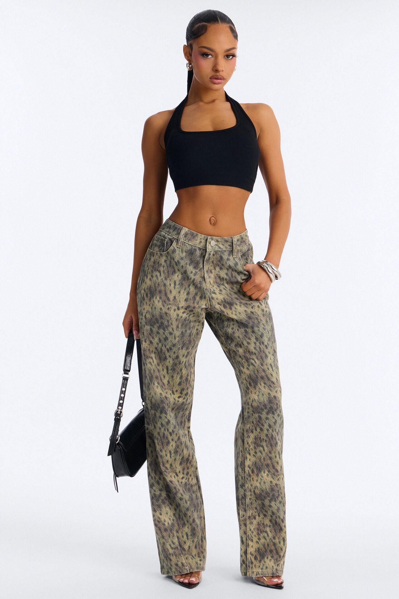 Daniela Mid Rise Straight Leg Pant - Brown/combo