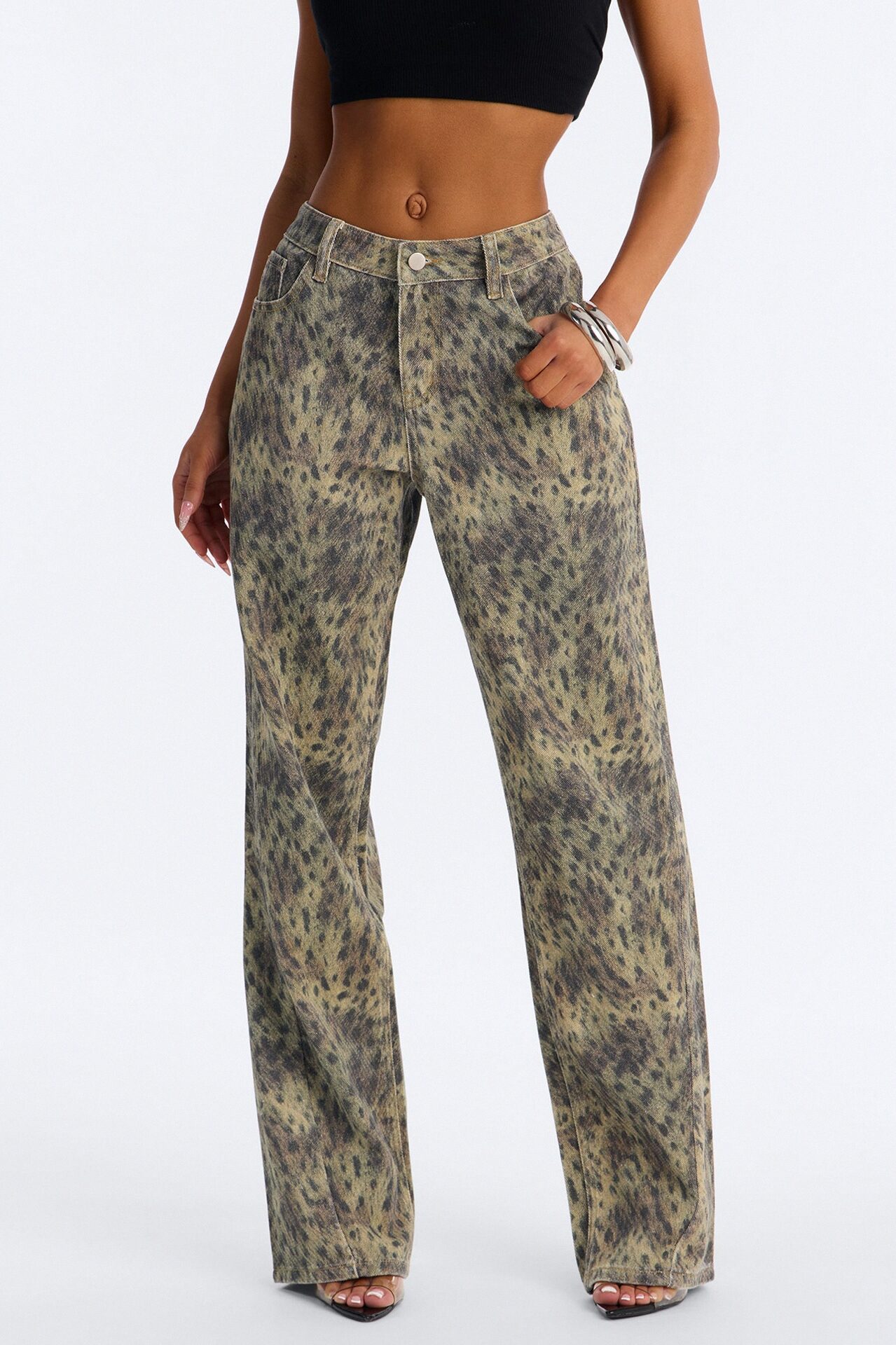 Daniela Mid Rise Straight Leg Pant - Brown/combo