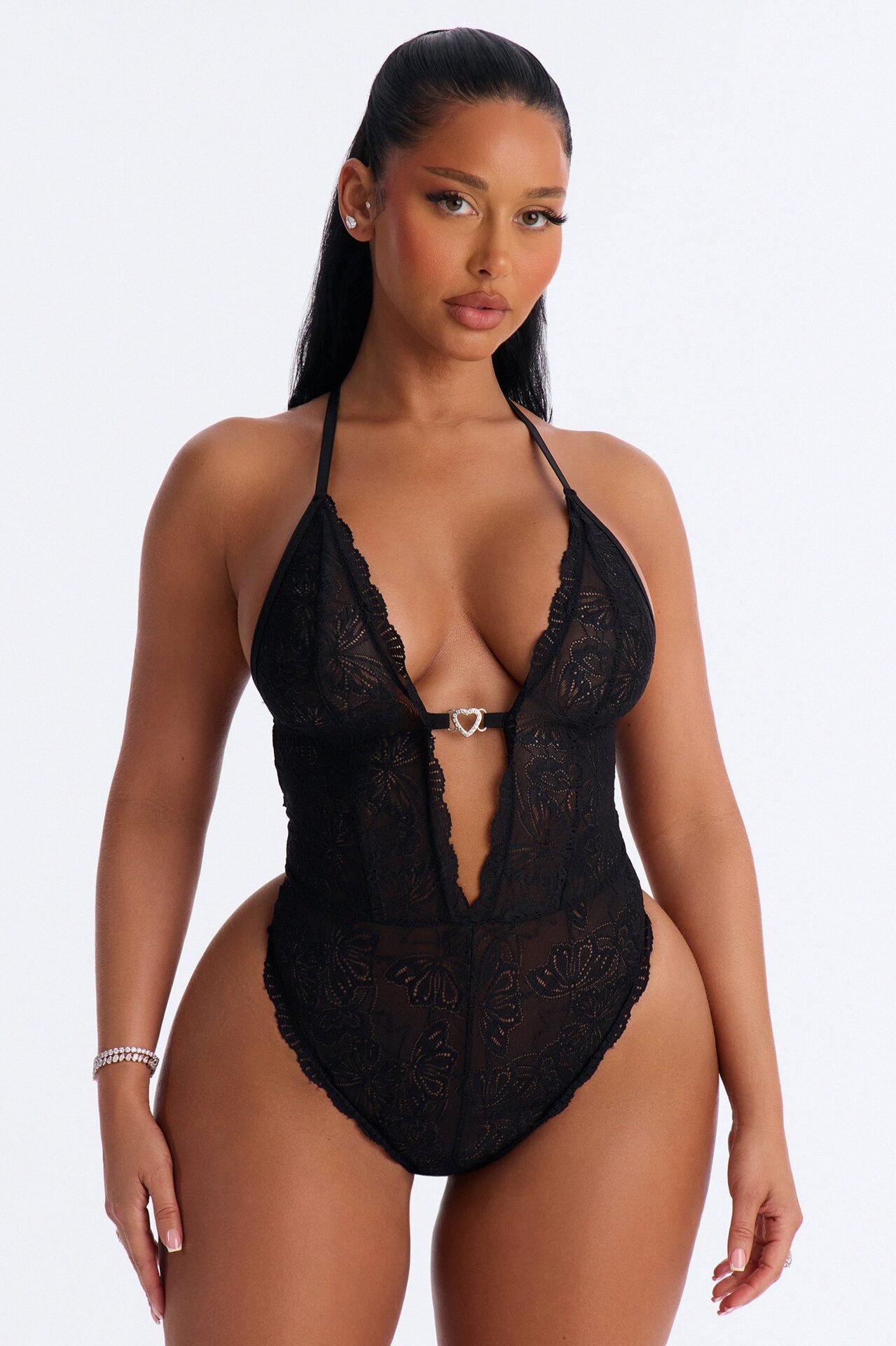 Becca Lace Racer Back Teddy - Black