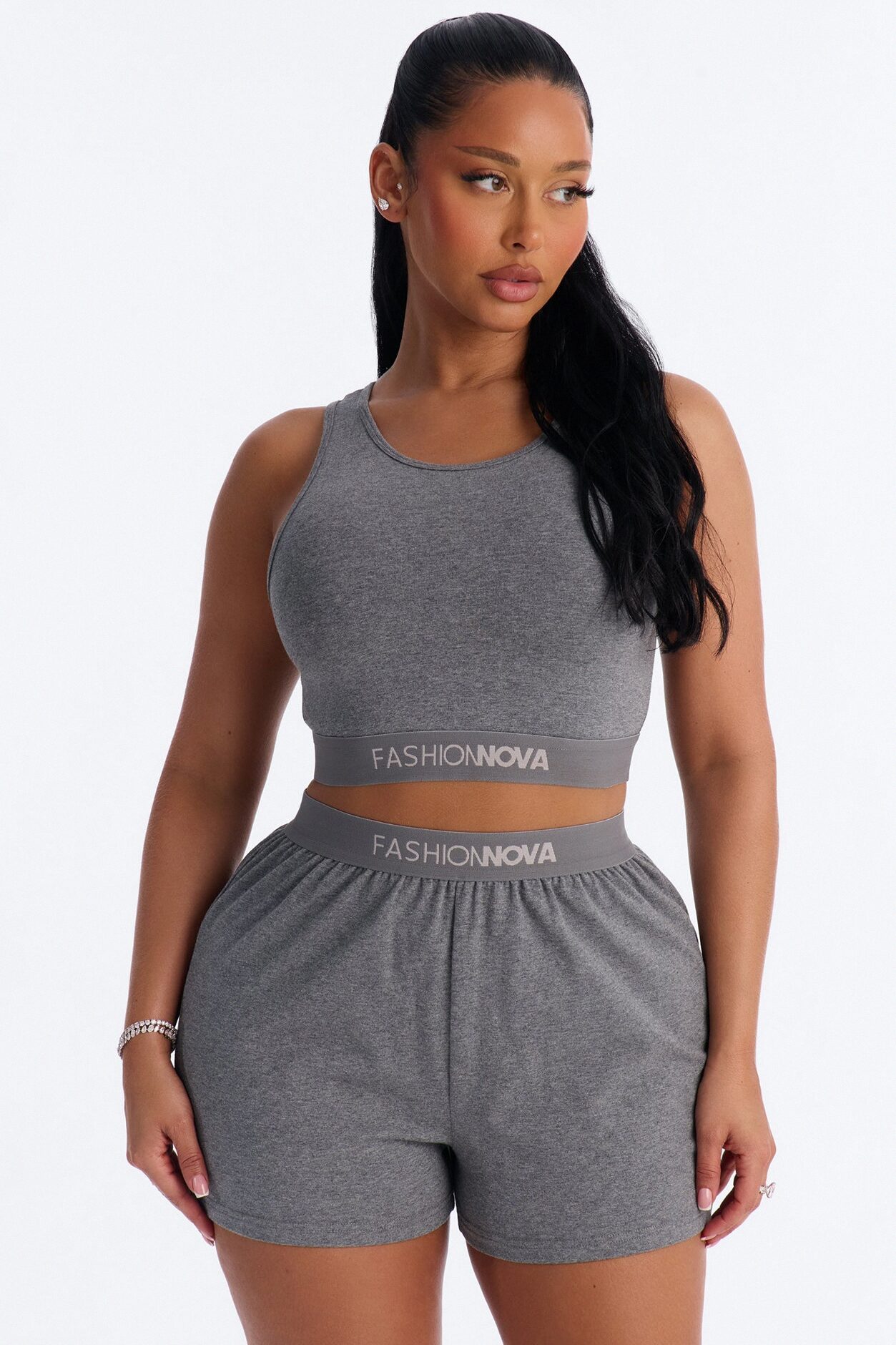 FN Mood High Neck Cotton Bra - Charcoal