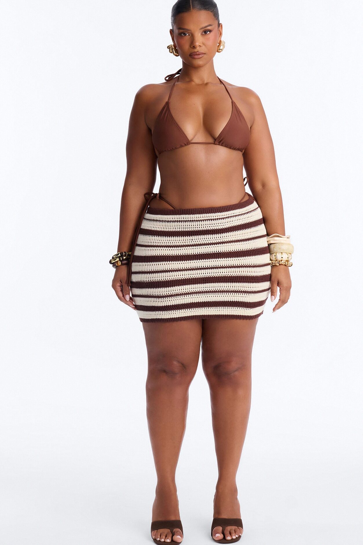 Cabana Babe Crochet Mini Skirt - Chocolate/Combo