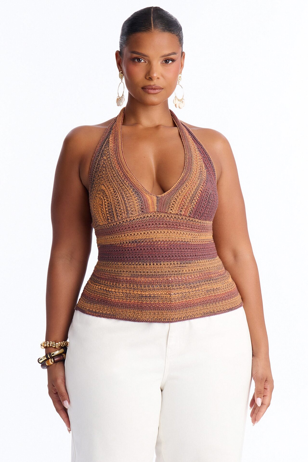On The Horizon Crochet Halter Top - Terracotta