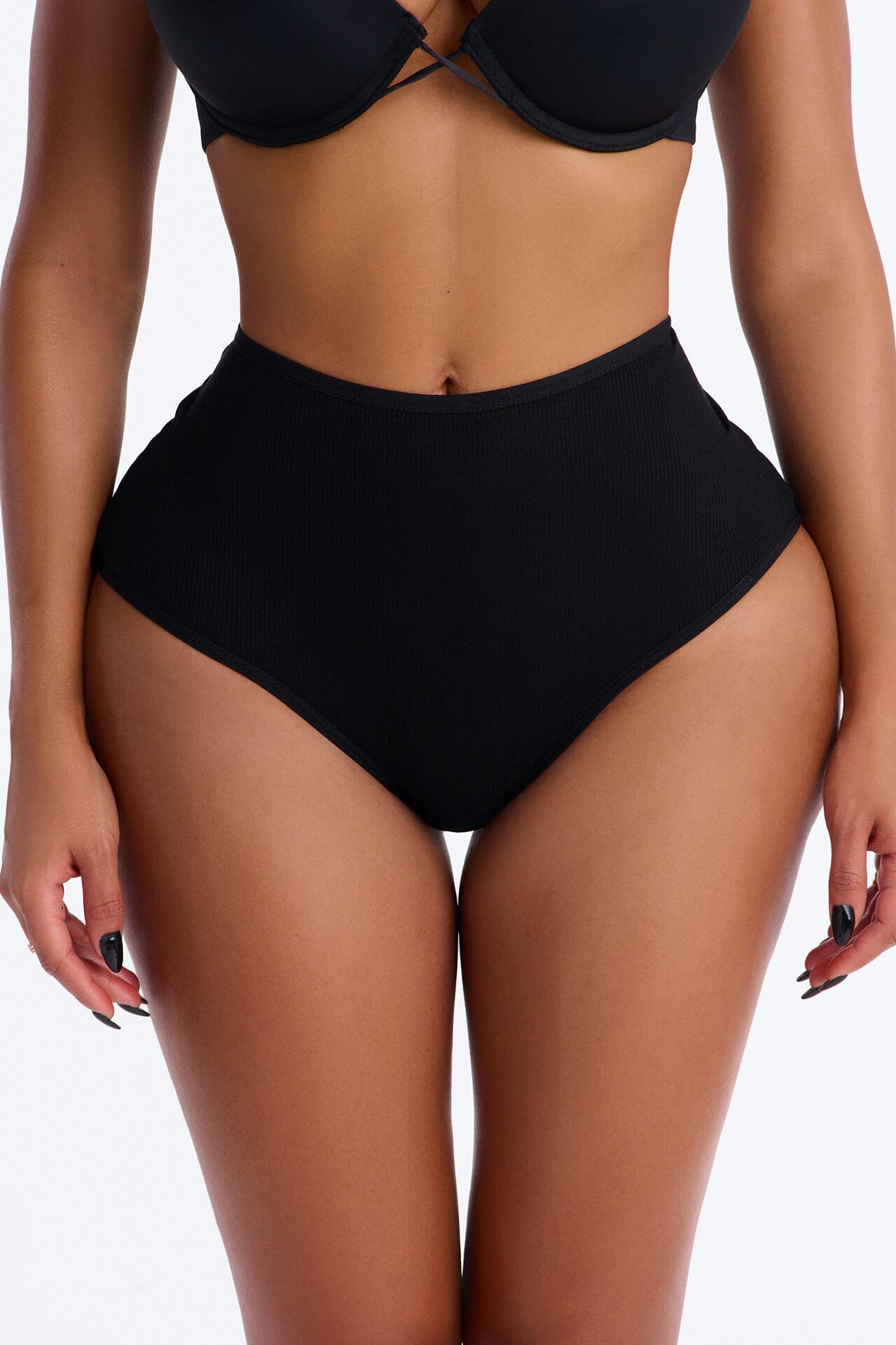 Lightweight Ribbed Lounge Brief Panty - Black