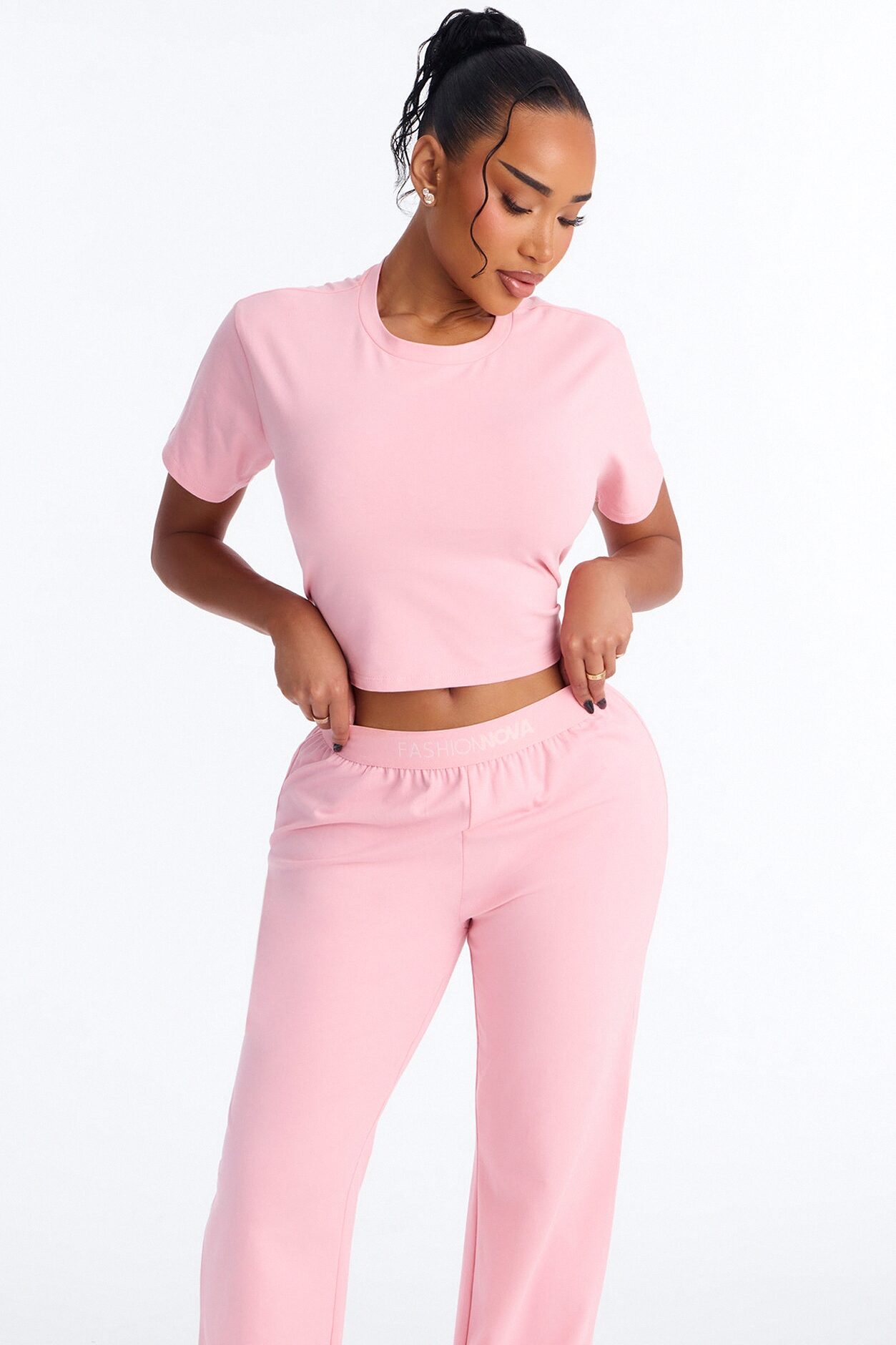 FN Mood Cotton PJ Pant Set - Light Pink