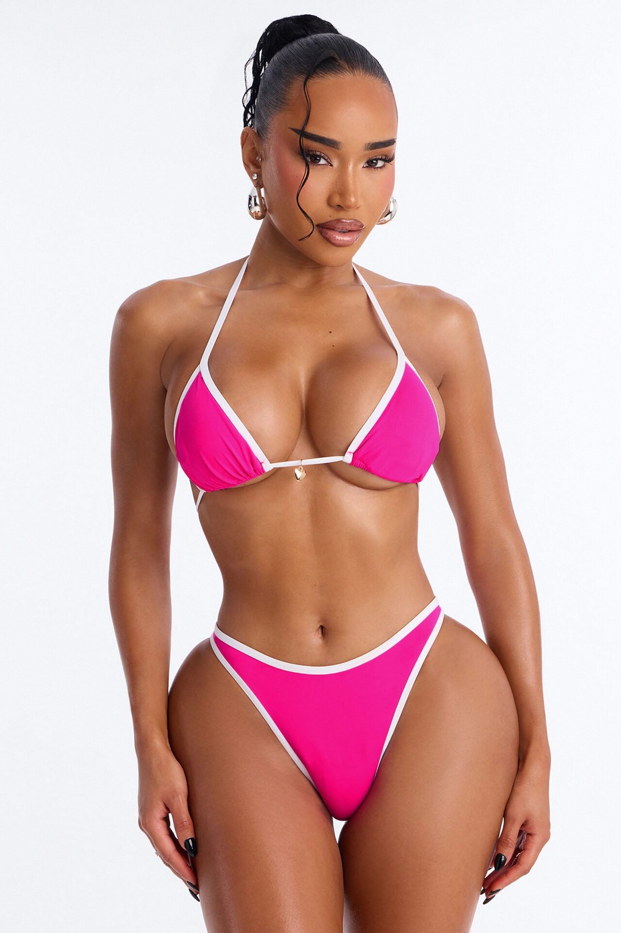 Feeling Free 2 Piece Triangle Bikini Set - Hot Pink