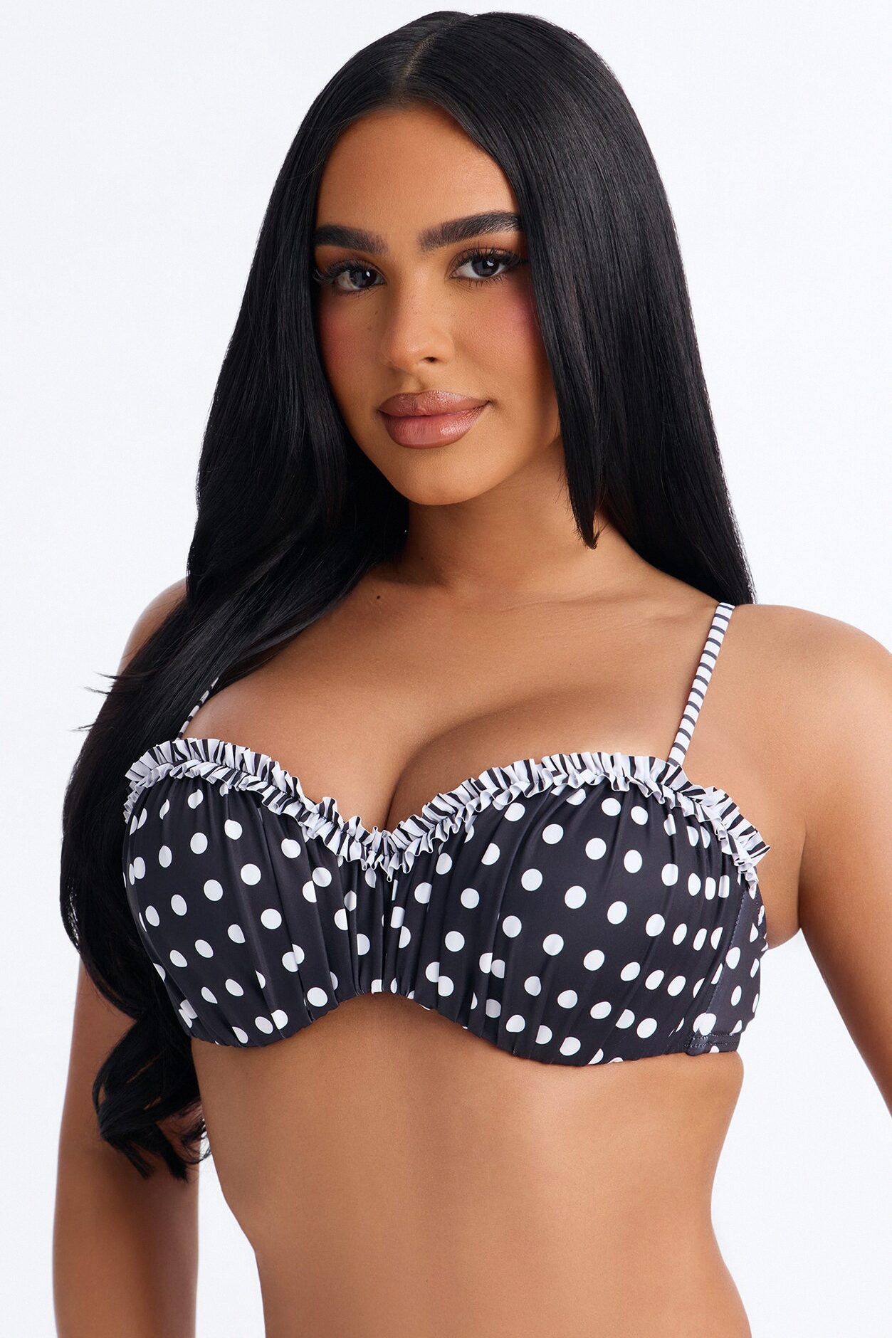 Radiant 2 Piece Polka Dot Bralette Bikini Set - Black/White