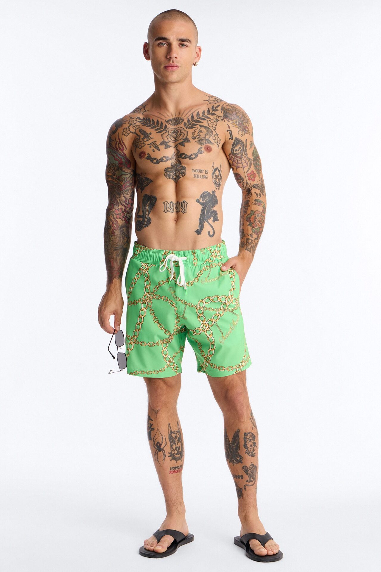 Saints Studio Linked Swim Trunk 7″ - Green