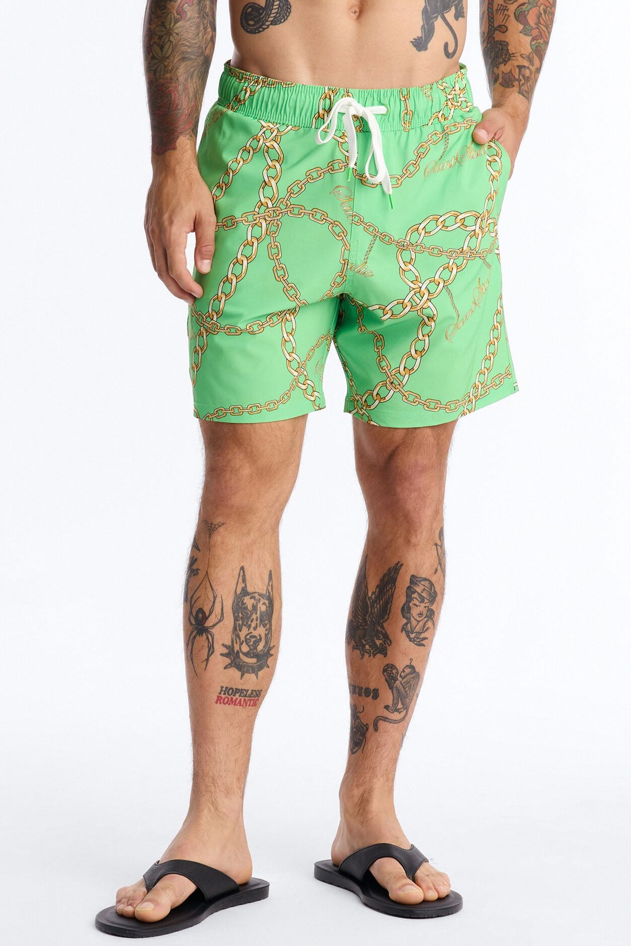 Saints Studio Linked Swim Trunk 7″ - Green