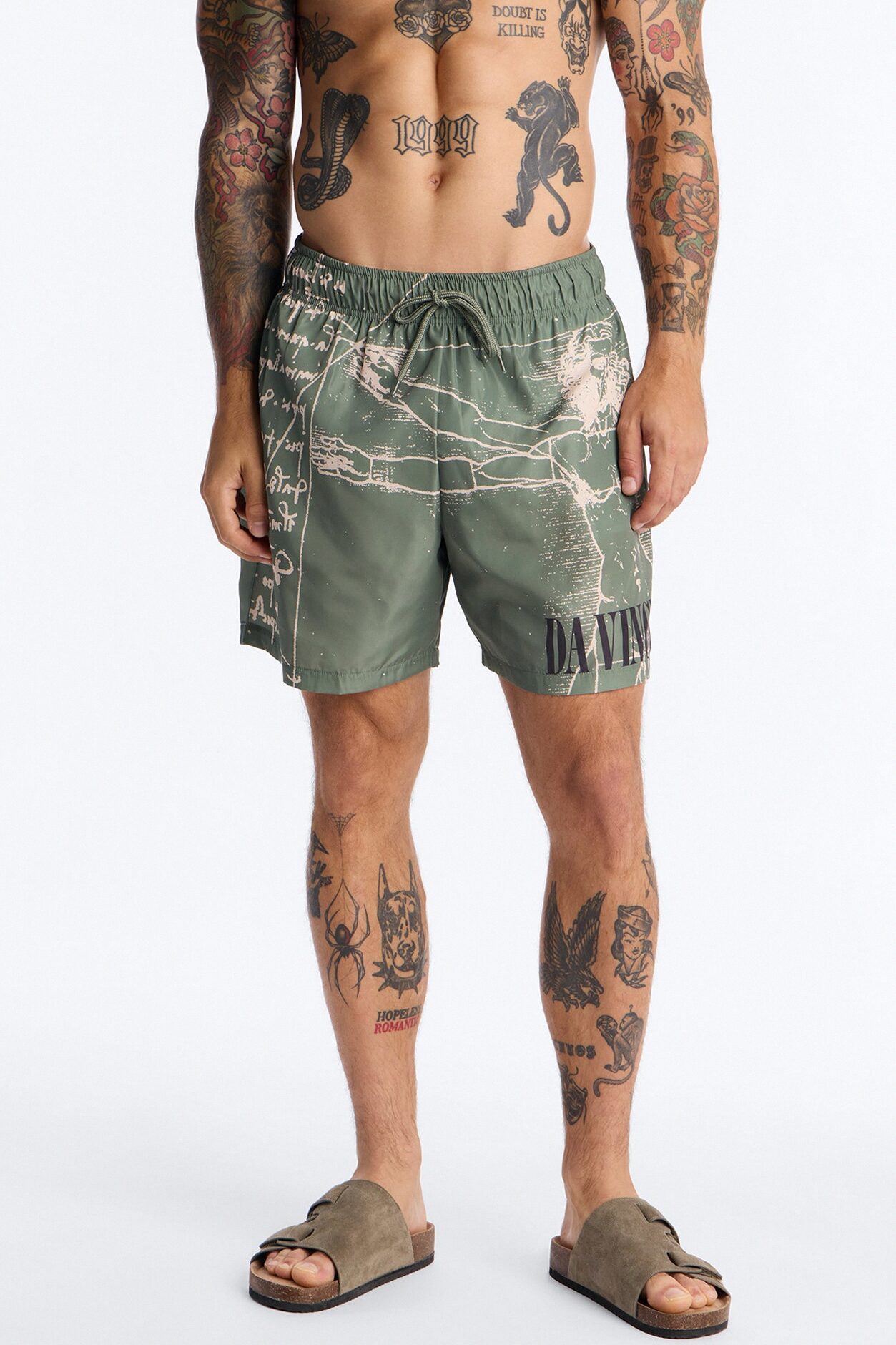 Da Vinci Museum Art Swim Trunk 6″ - Green