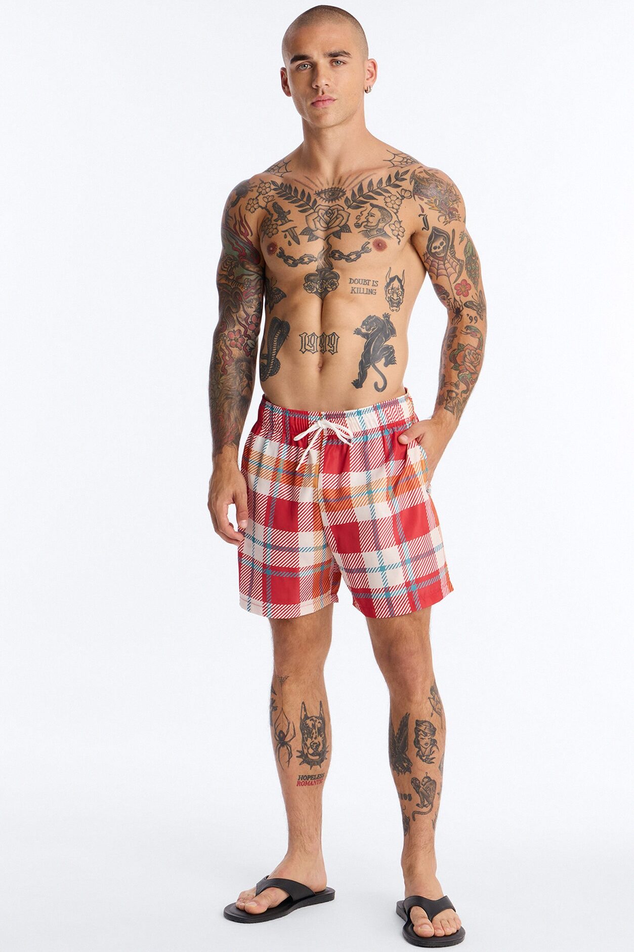 New Look Plaid Swim Trunk 6″ - Multi Color