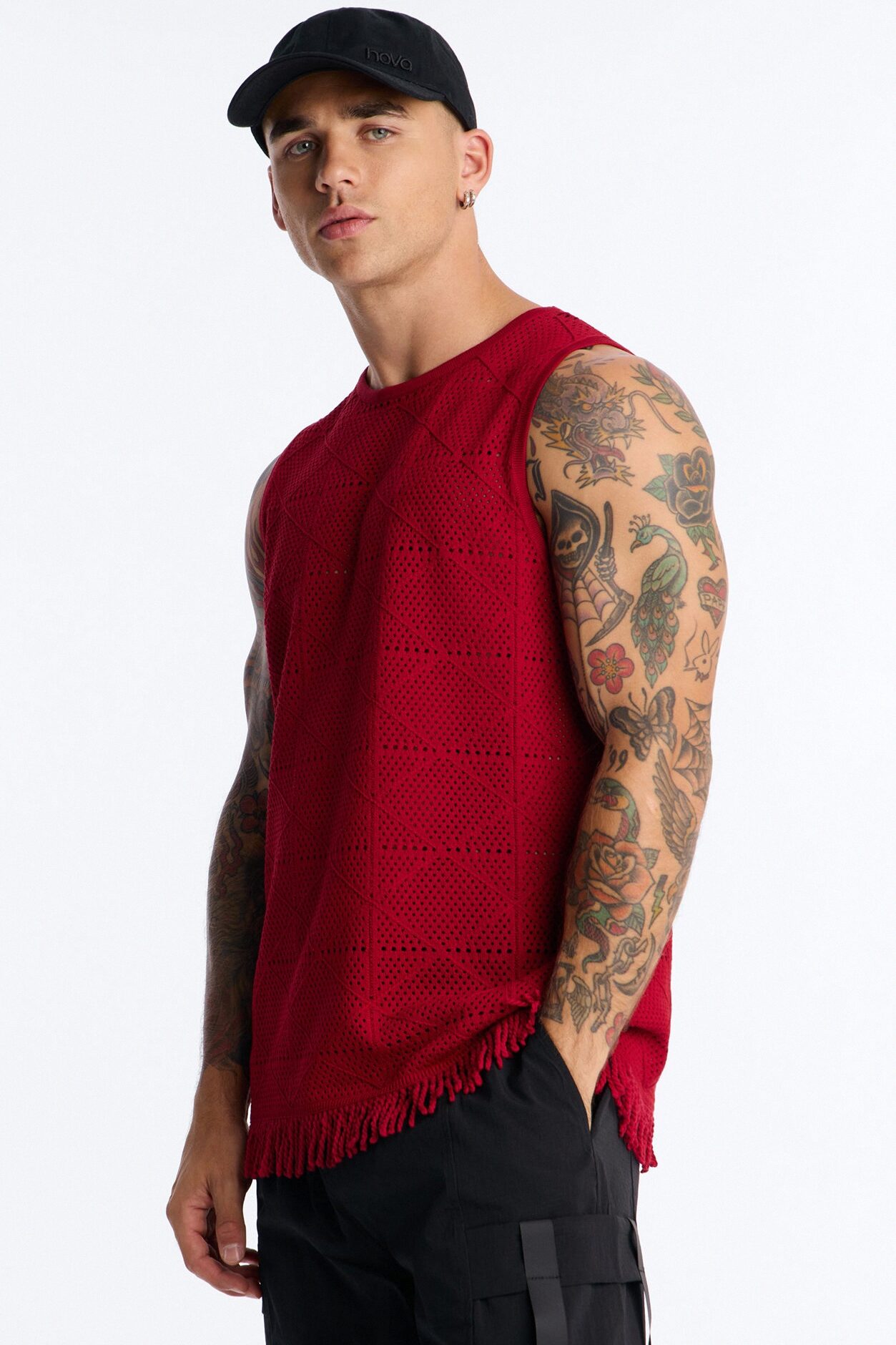 Cabana Tassel Fringe Tank - Red