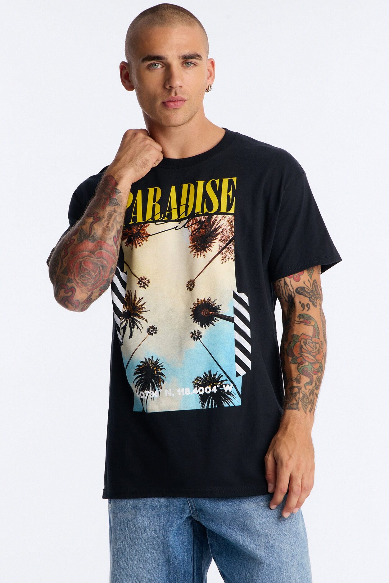 Paradise City Oversized Short Sleeve Tee - Black