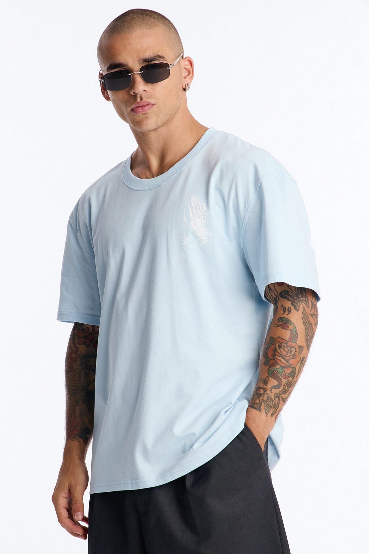 Faith Over Fear Everytime Boxy Short Sleeve Tee - Light Blue