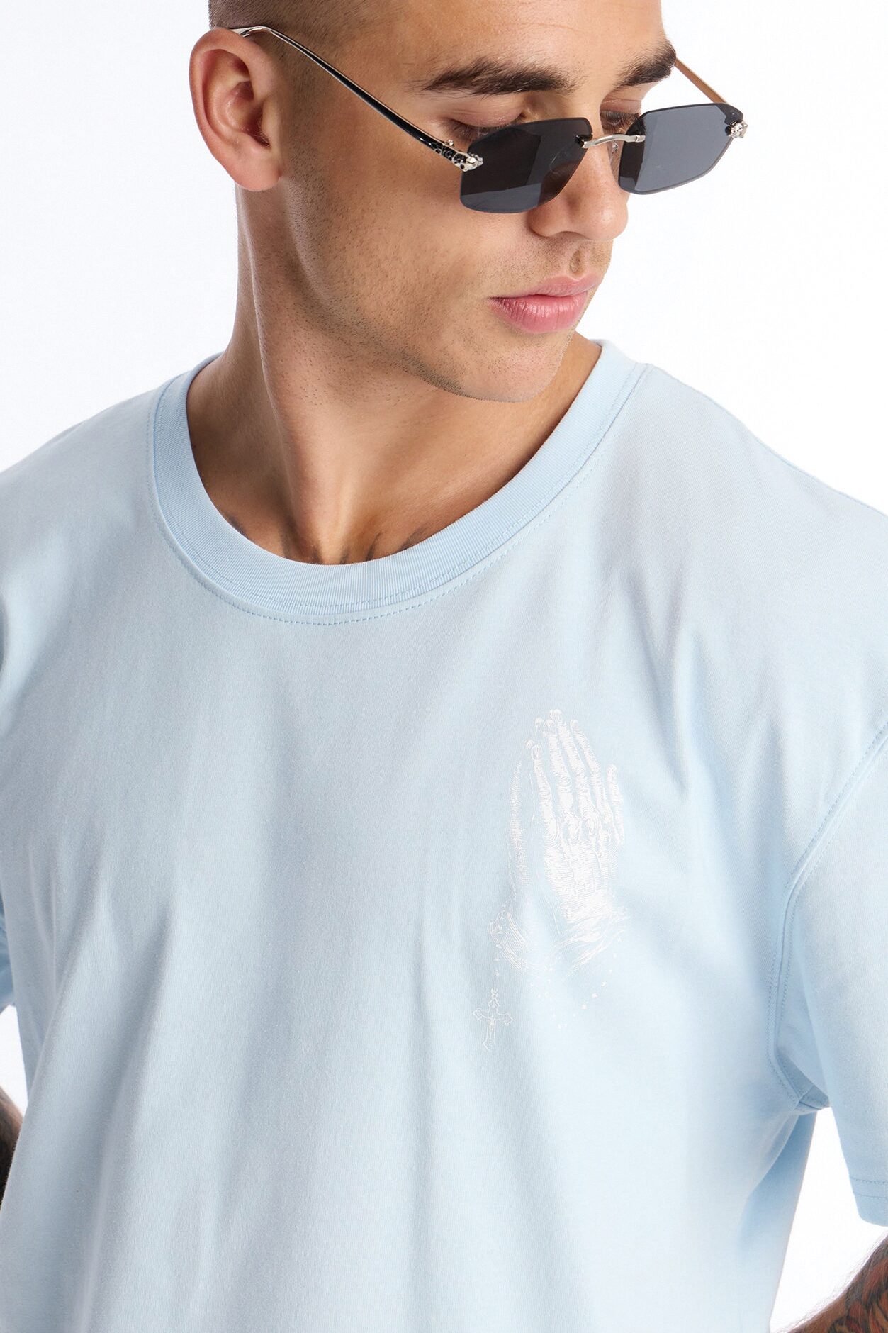 Faith Over Fear Everytime Boxy Short Sleeve Tee - Light Blue