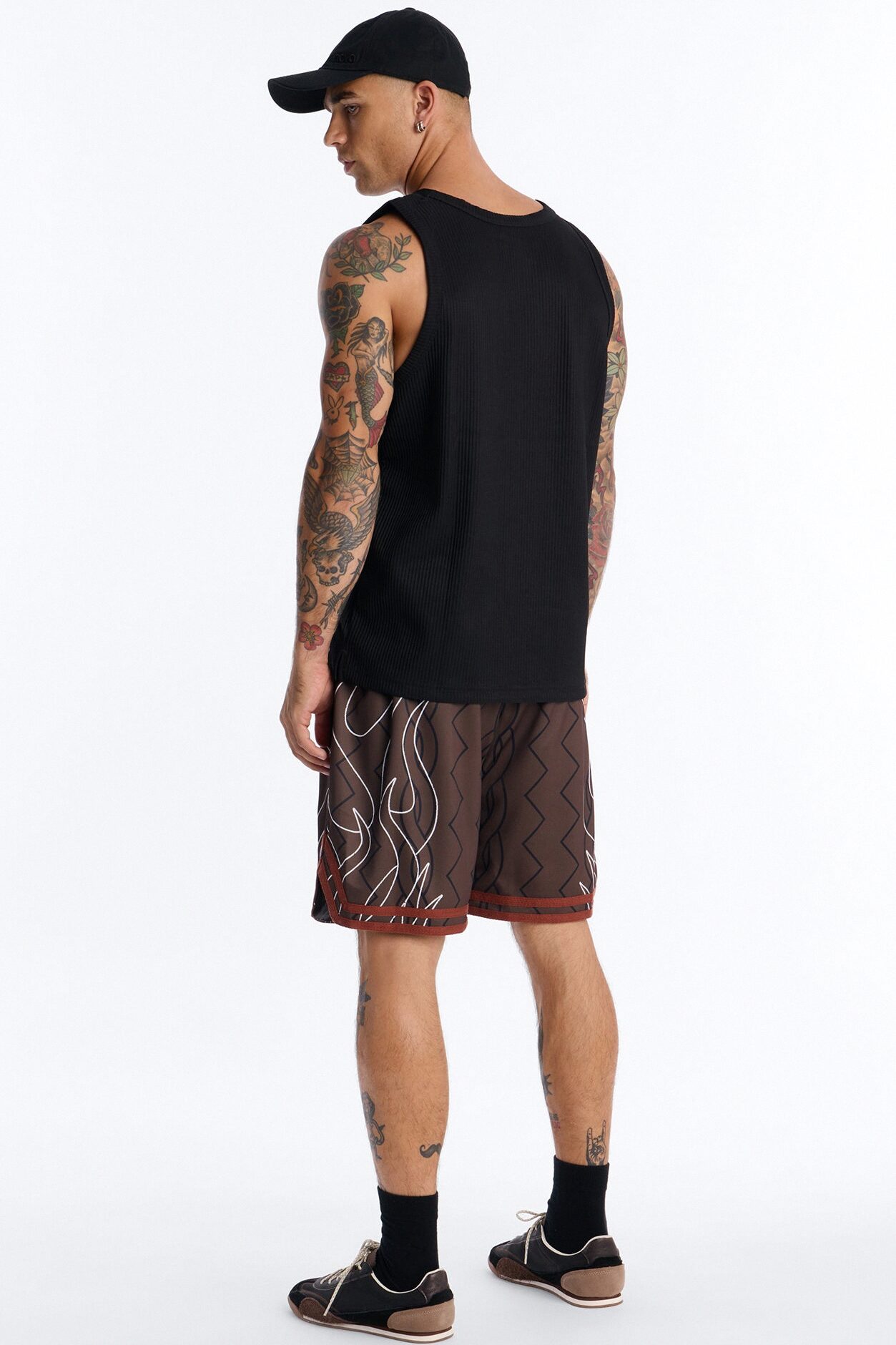 Von Dutch Flame Embroidery Patch Mesh Short - Chocolate