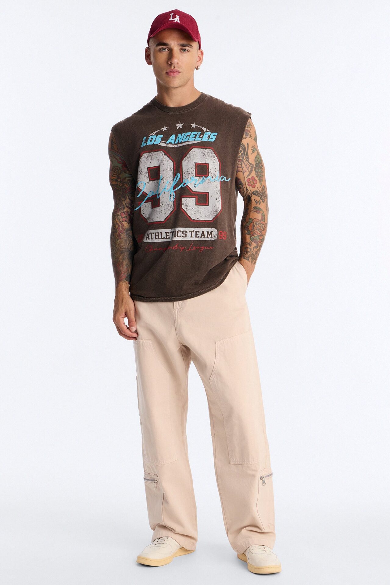 Los Angeles 99 Muscle Tee - Brown