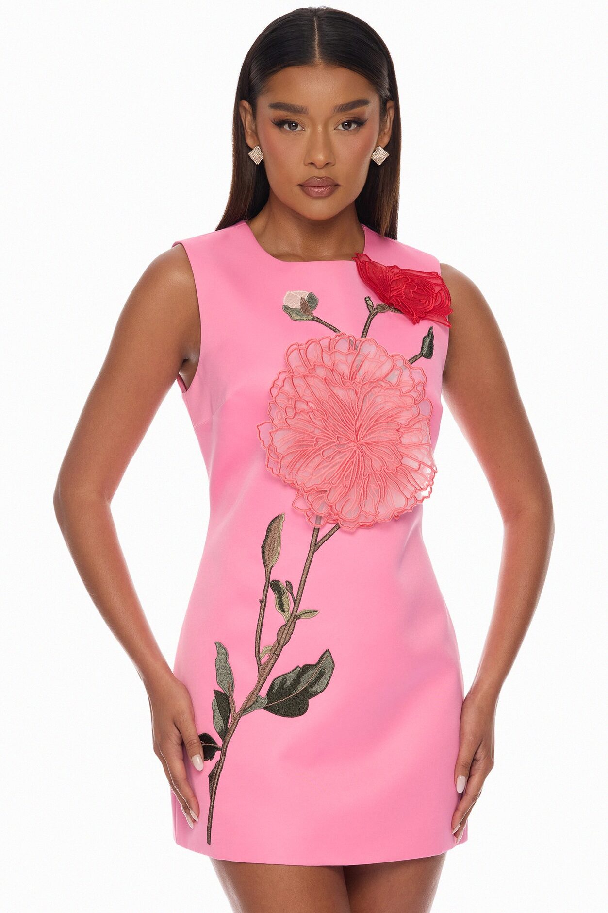 Madyson Embroidered Mini Dress - Pink