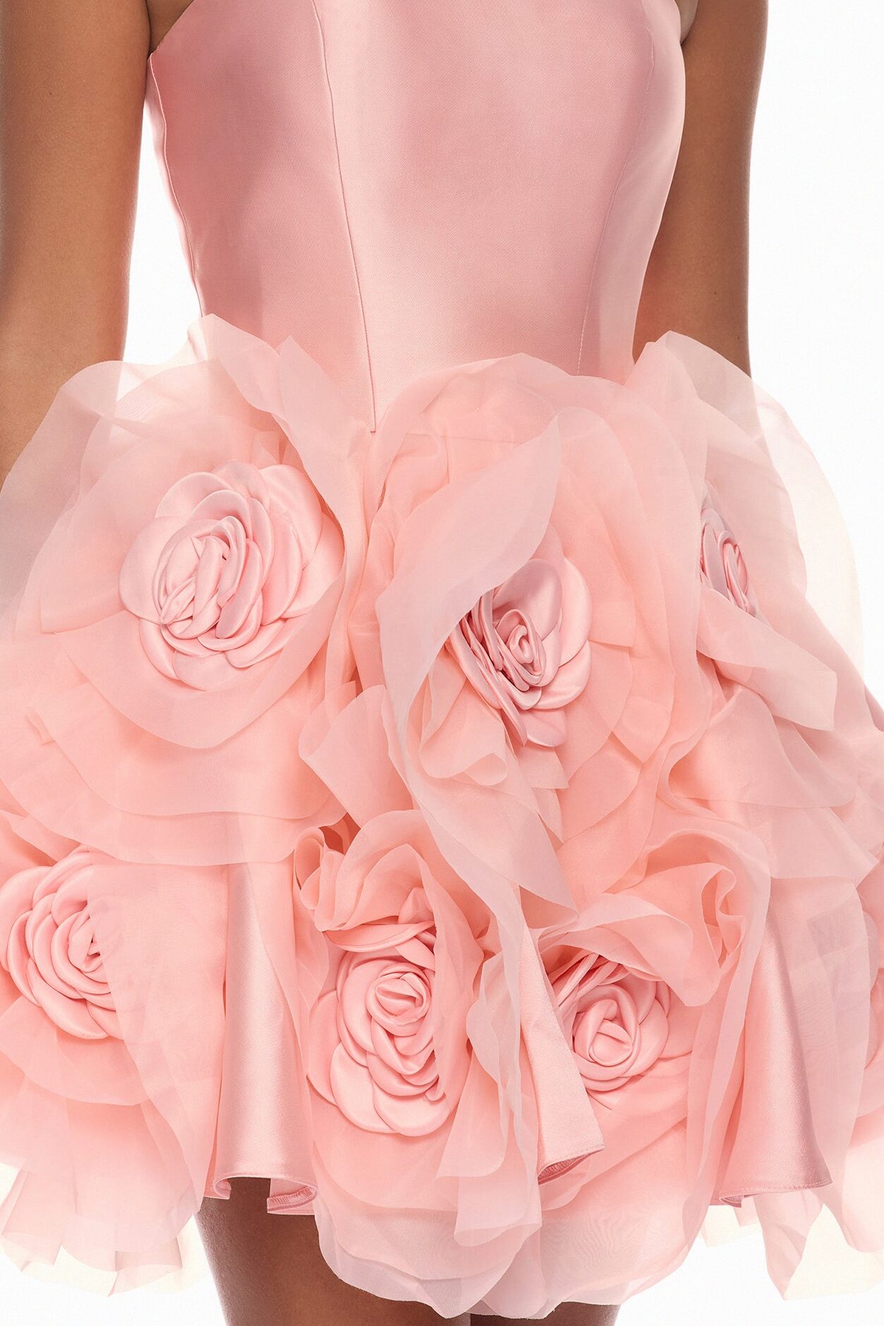 Leona Floral Applique Mini Dress - Peach