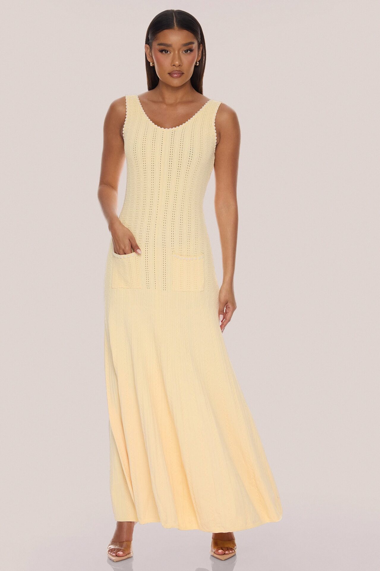 Sweet As Honey Embellished Maxi Dress - Butter Yellow