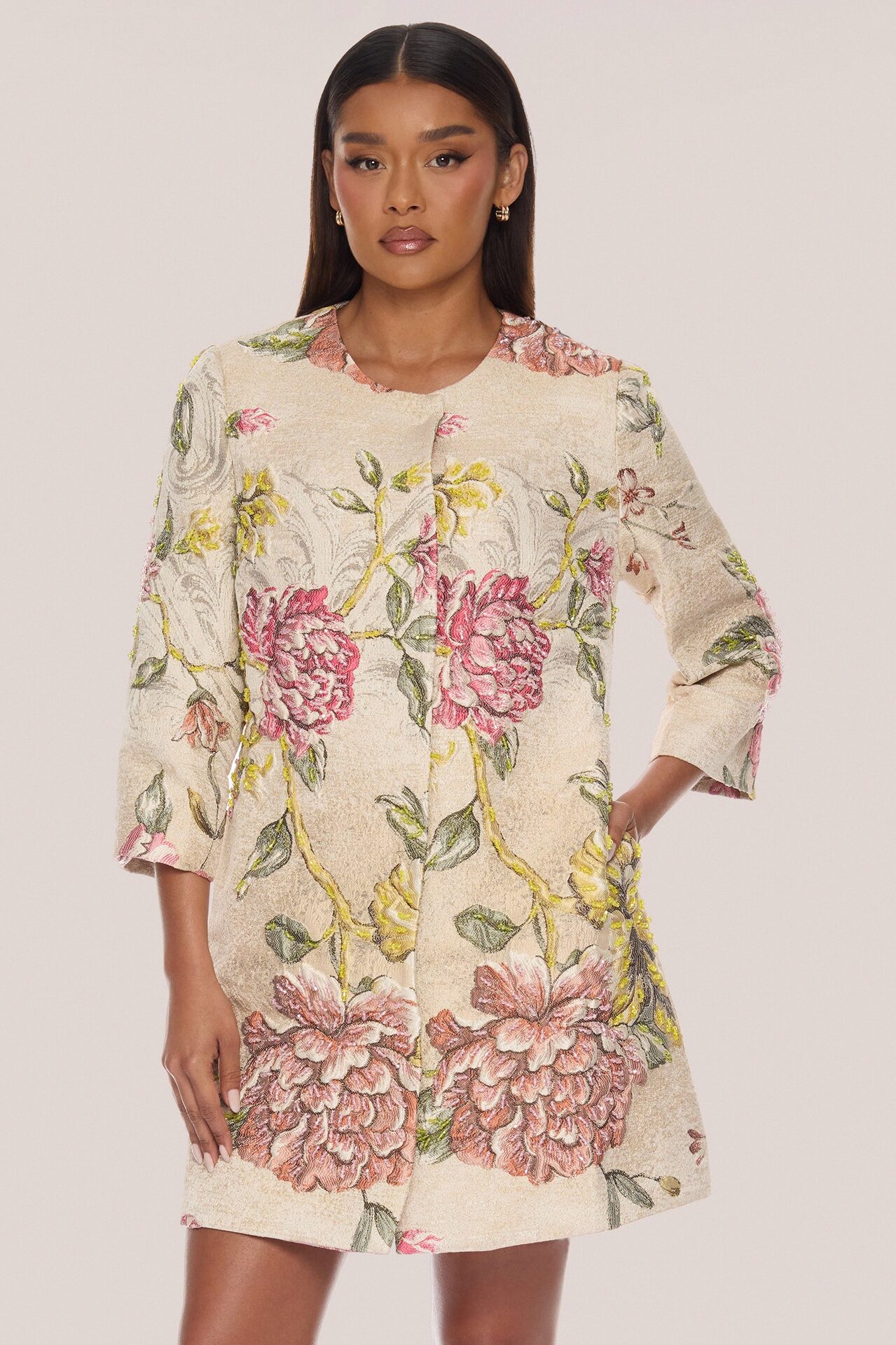 Riannon Jacquard Jacket - Taupe