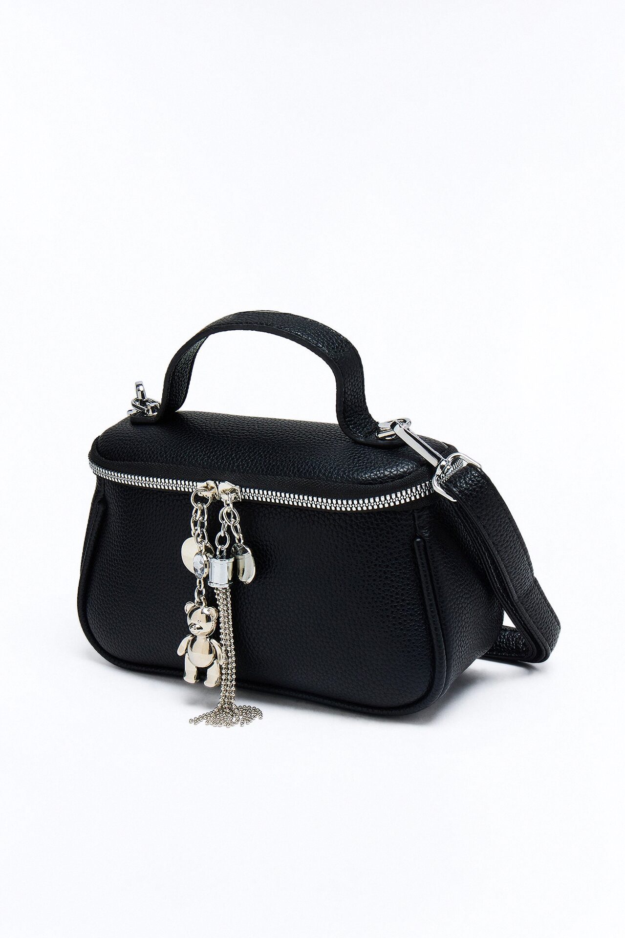 Bringing The Charm Faux Leather Crossbody - Black