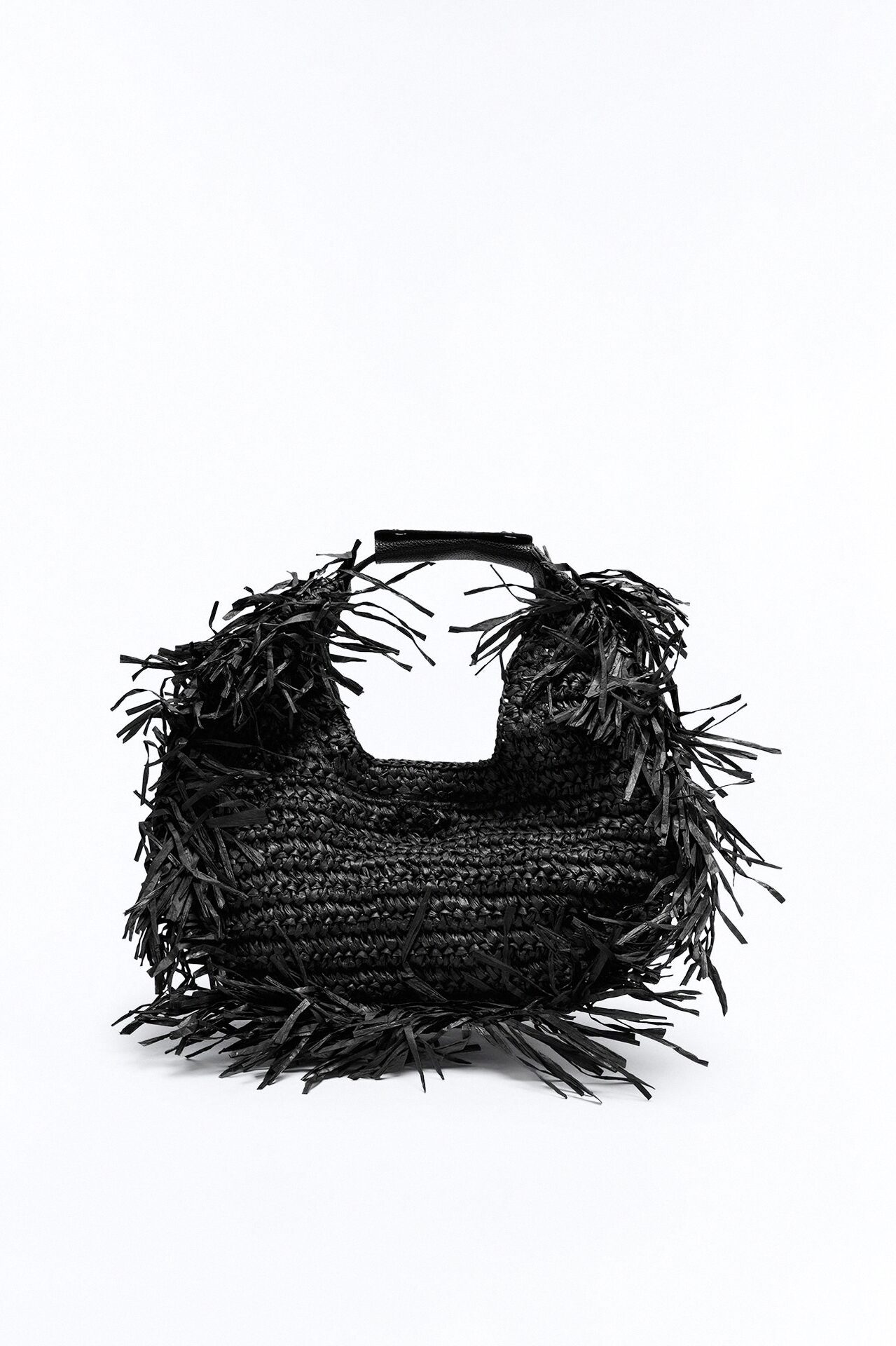 Sunseeker Straw Satchel Handbag - Black