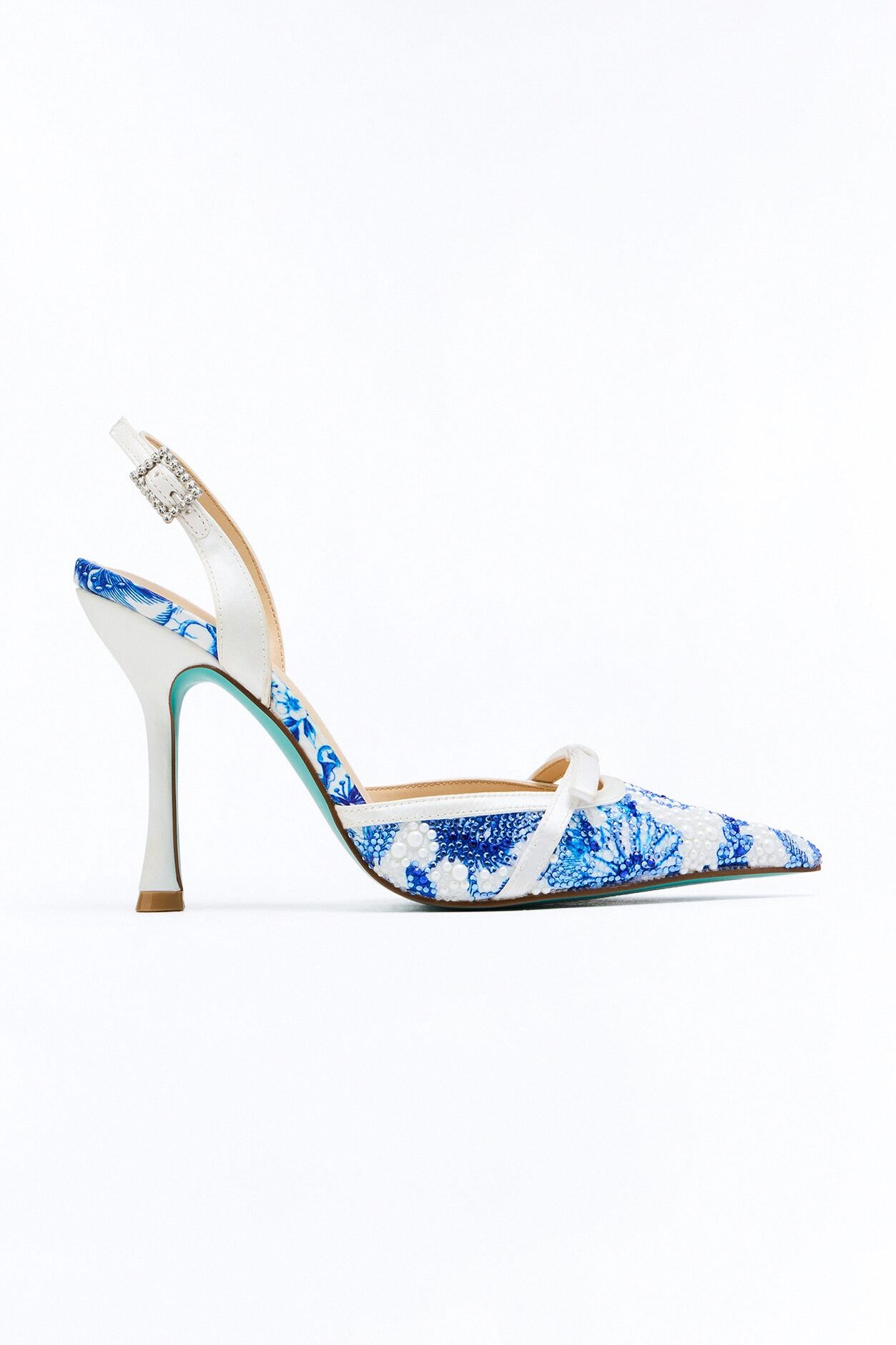 Betsey Johnson Roza Embellished Slingback Pumps - White/Blue