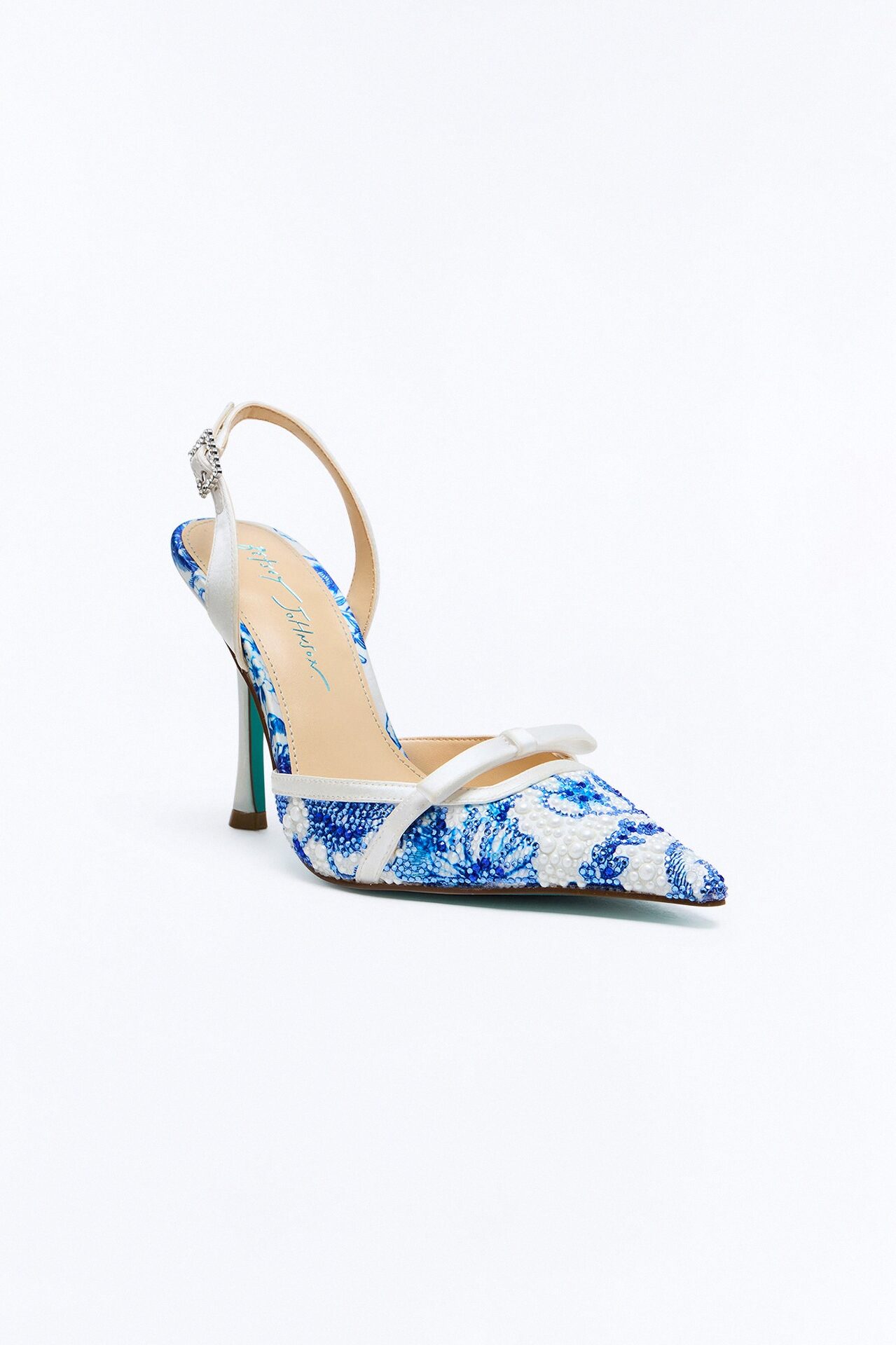 Betsey Johnson Roza Embellished Slingback Pumps - White/Blue