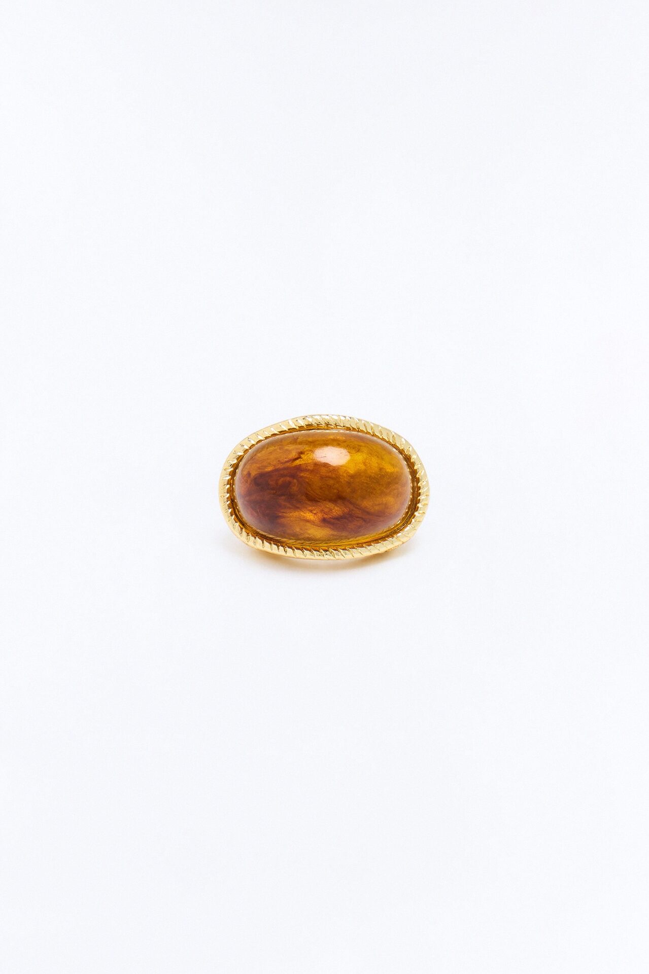 Faux Tiger Eye Ring - Gold/Brown