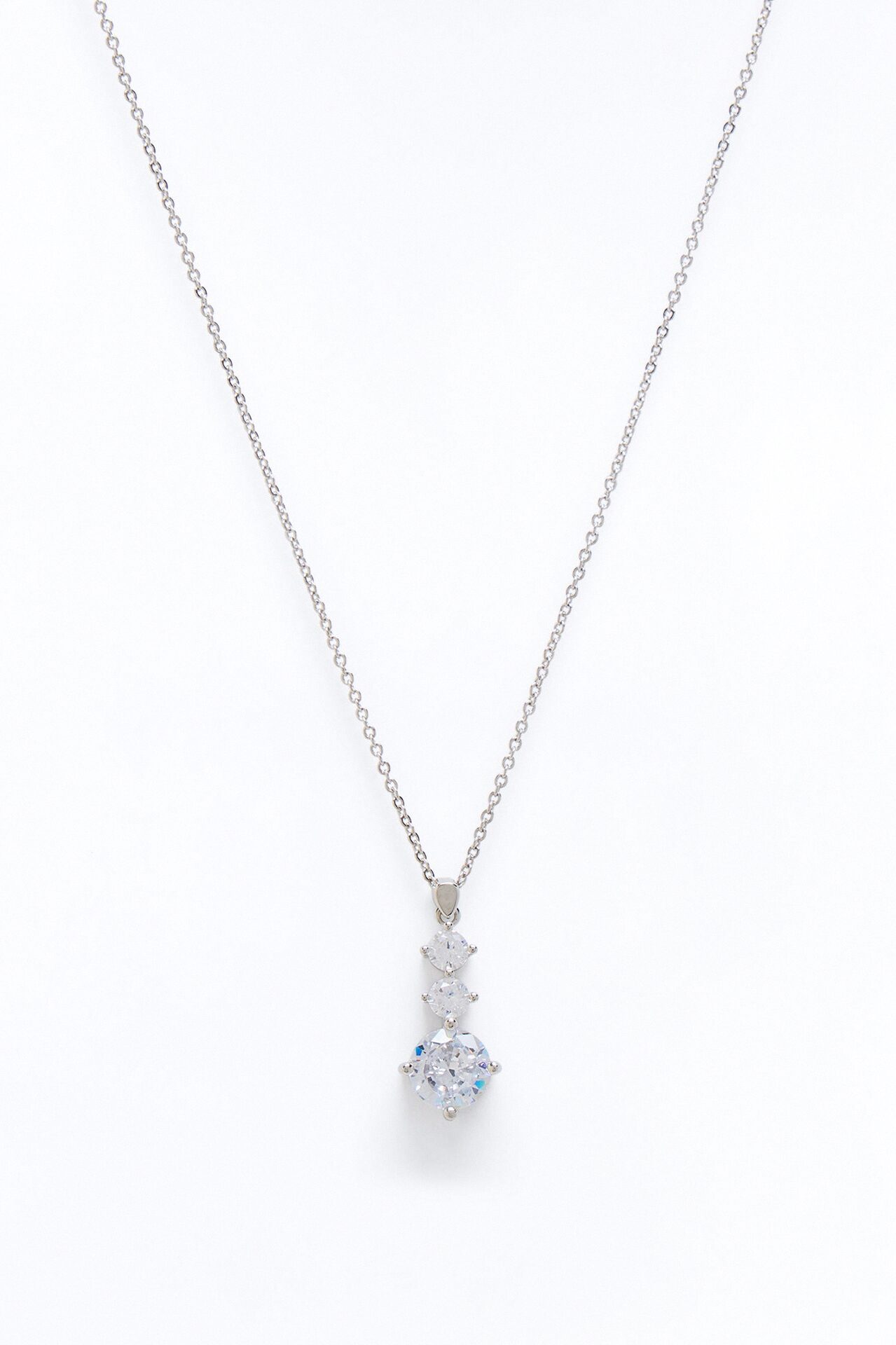 Cubic Zirconia Top Tier Necklace - Silver