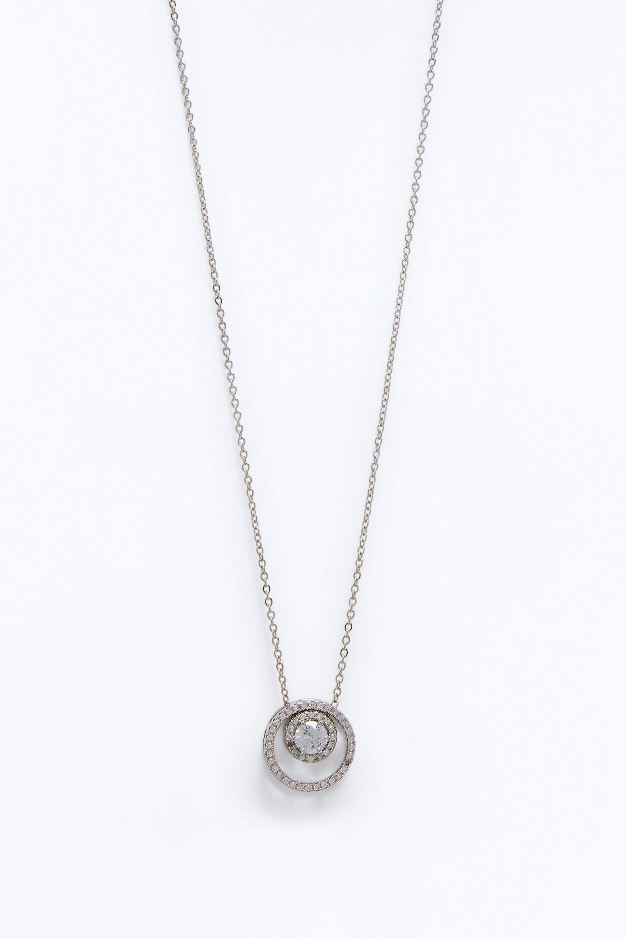Cubic Zirconia Orbit Necklace - Silver