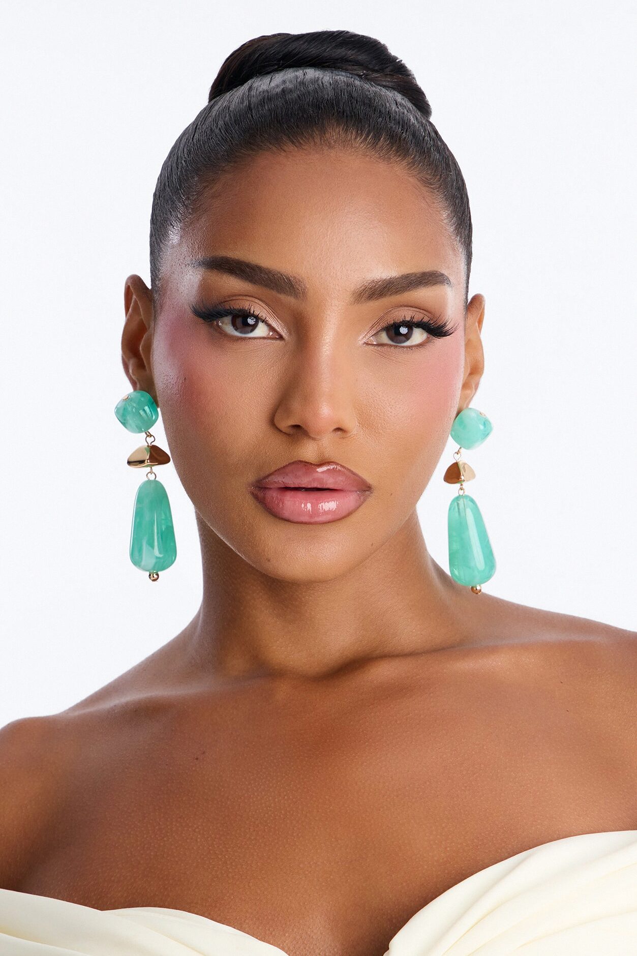 Royal Horizon Jeweled Drop Earrings - Mint